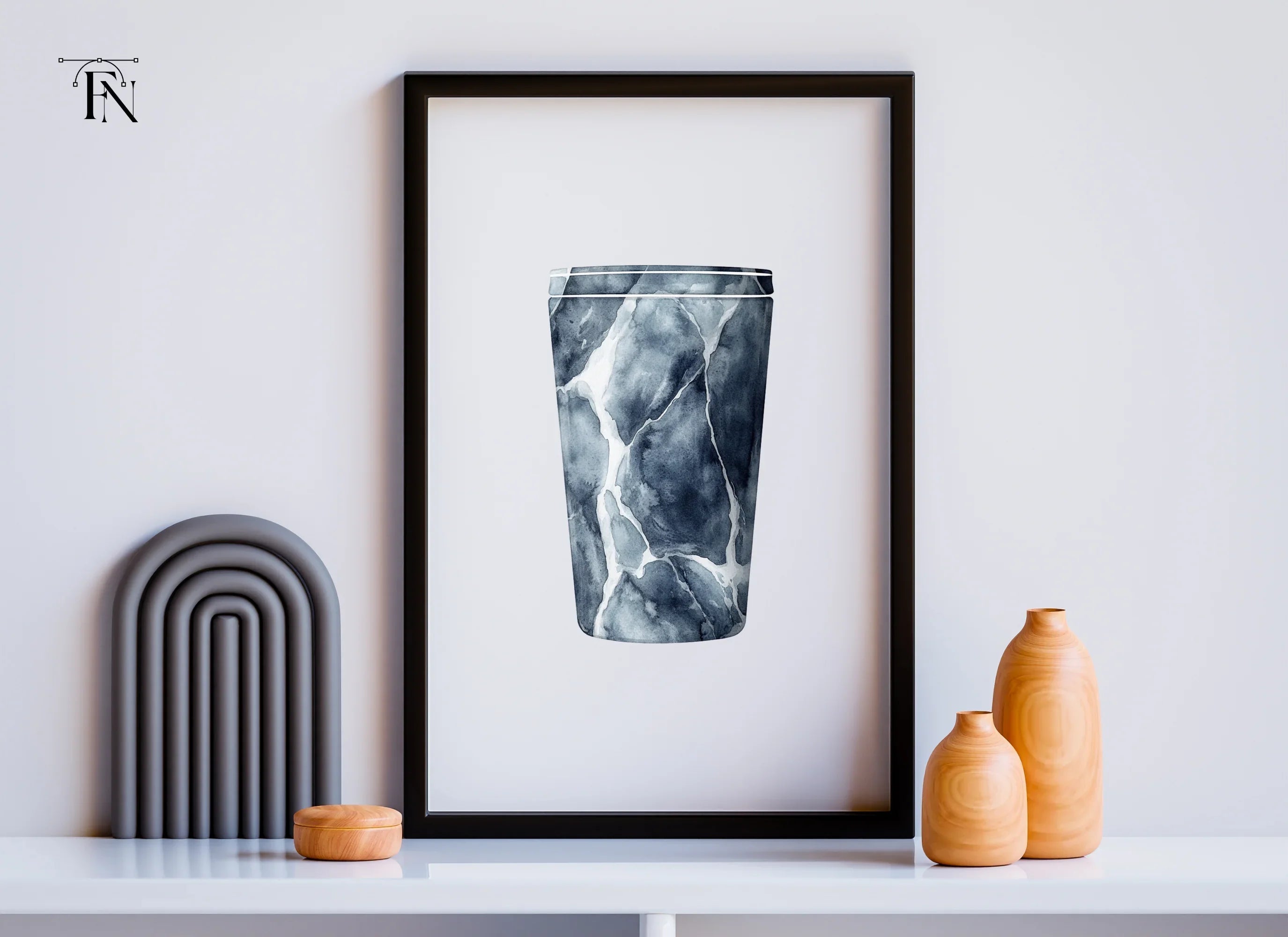 Grey and White Marble Tumbler Designs Clipart Bundle