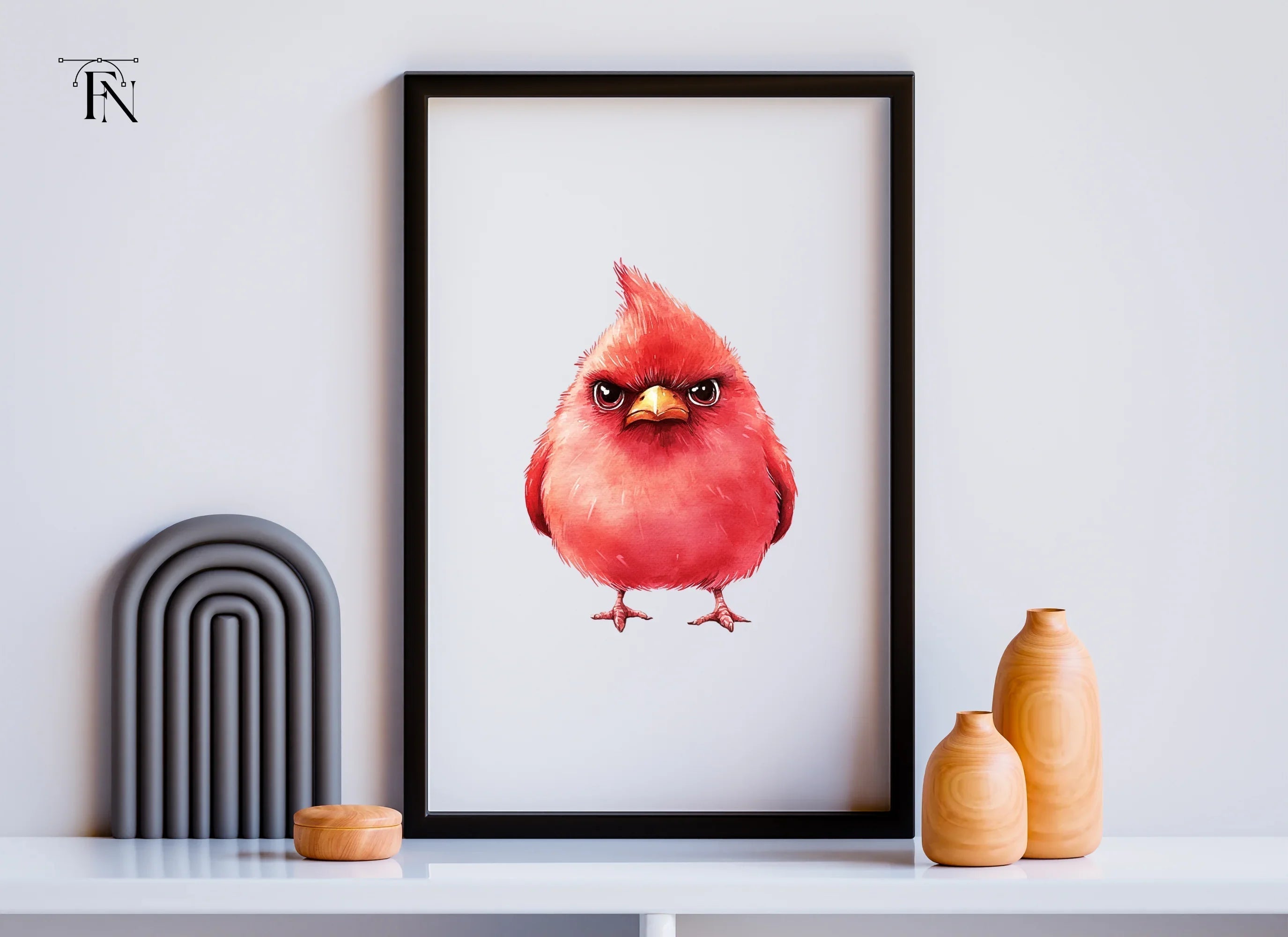 Angry Red Cardinal Bird Clipart Bundle
