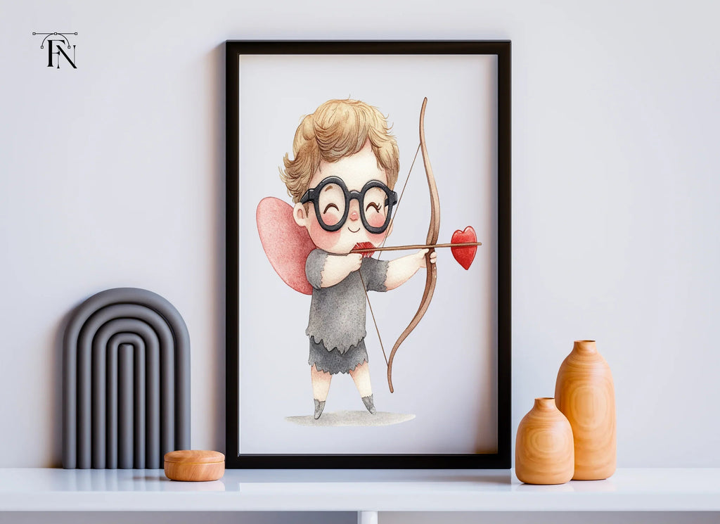 Cute Cupid with Glasses Clipart Bundle