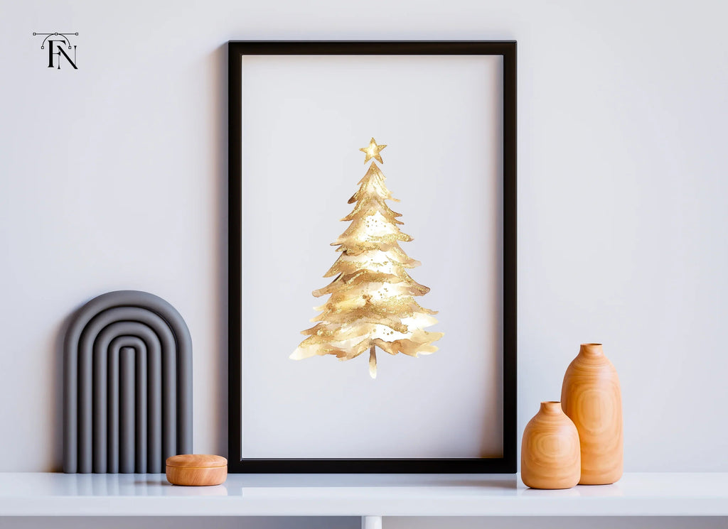 Golden Christmas Tree Clipart Bundle