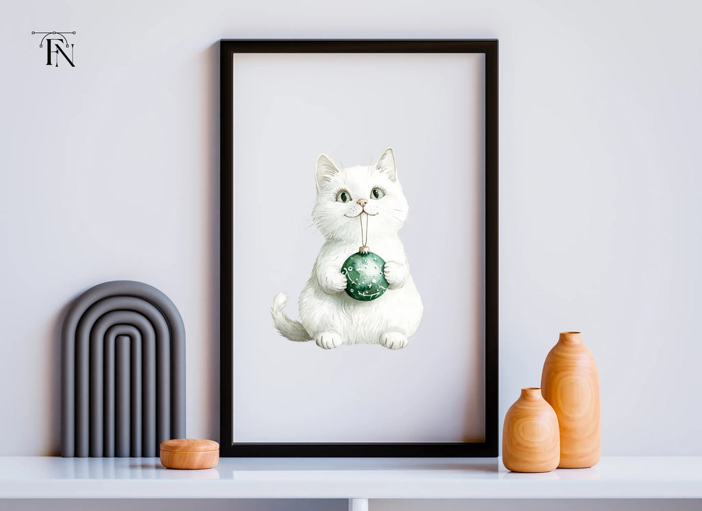 Cute White Christmas Cats Clipart Bundle