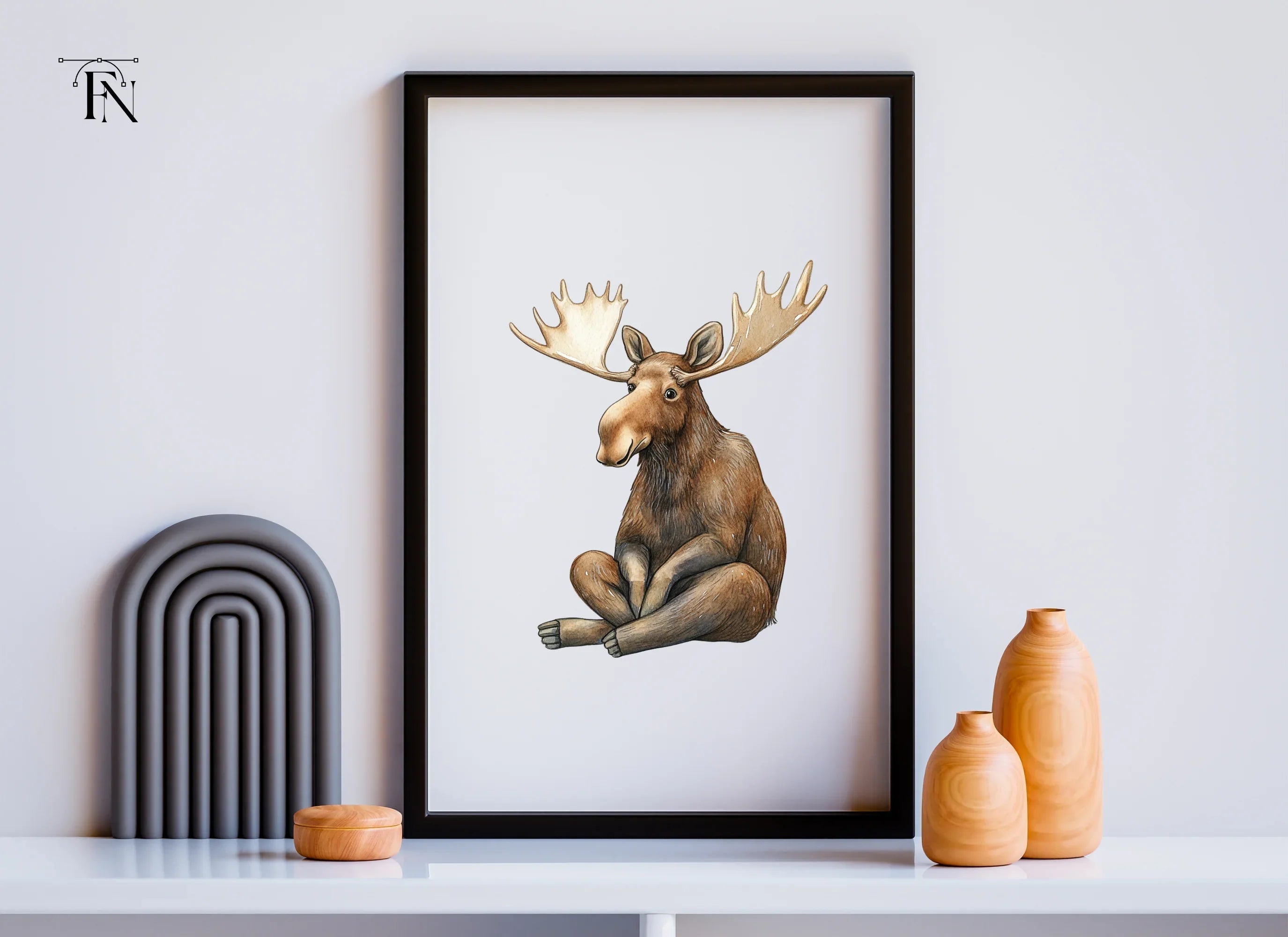 Cute Moose Sitting Clipart Bundle
