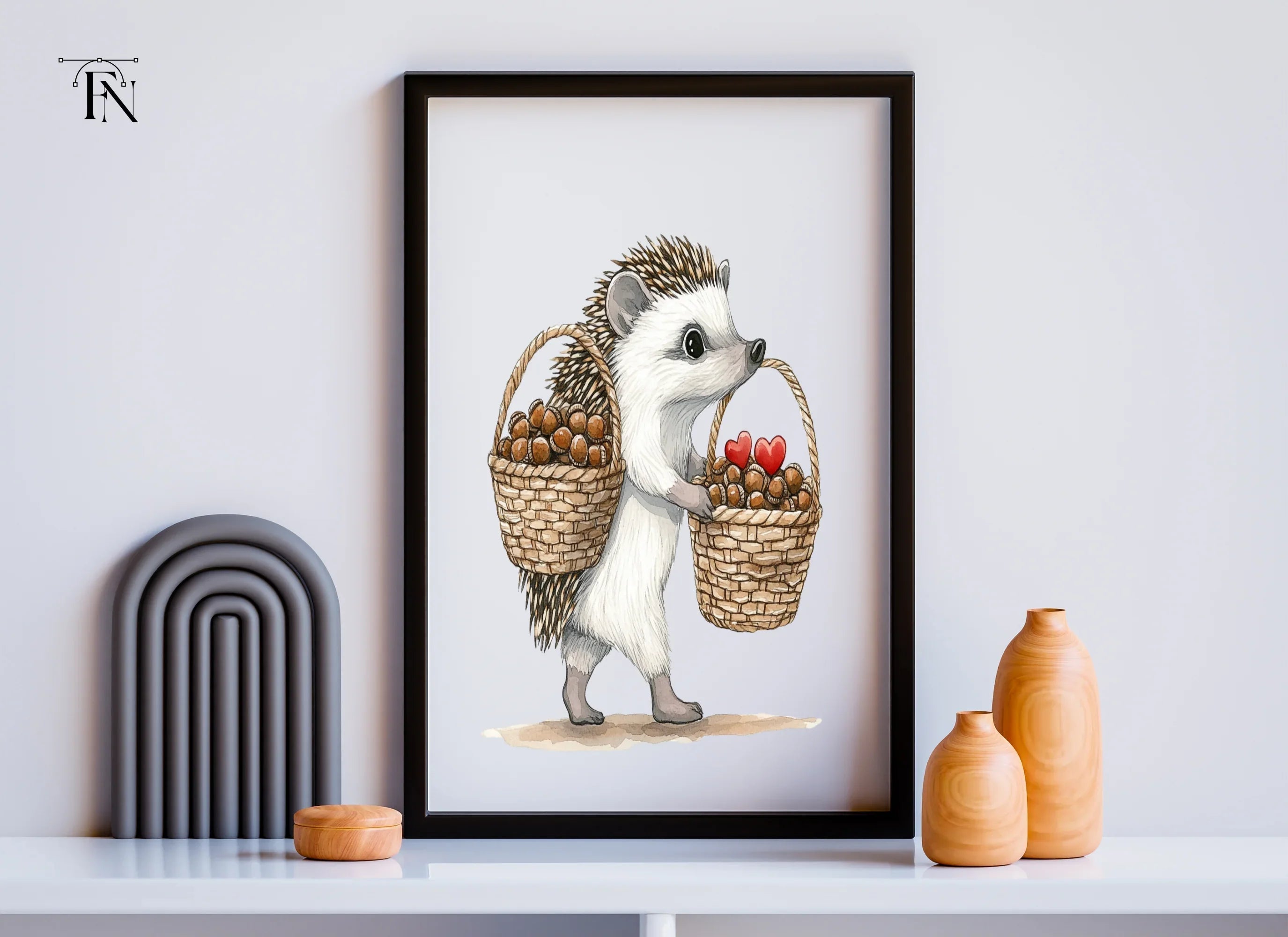 Hedgehogs Carrying Baskets Clipart Bundle