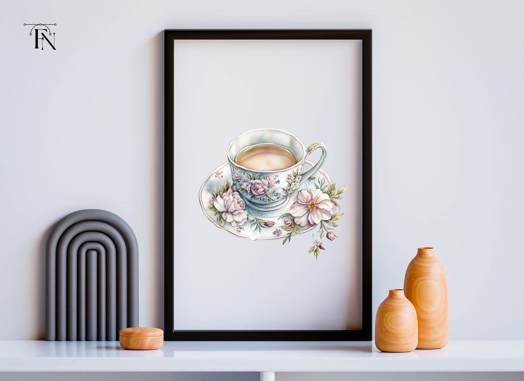 Charming Floral Teacups Clipart Bundle