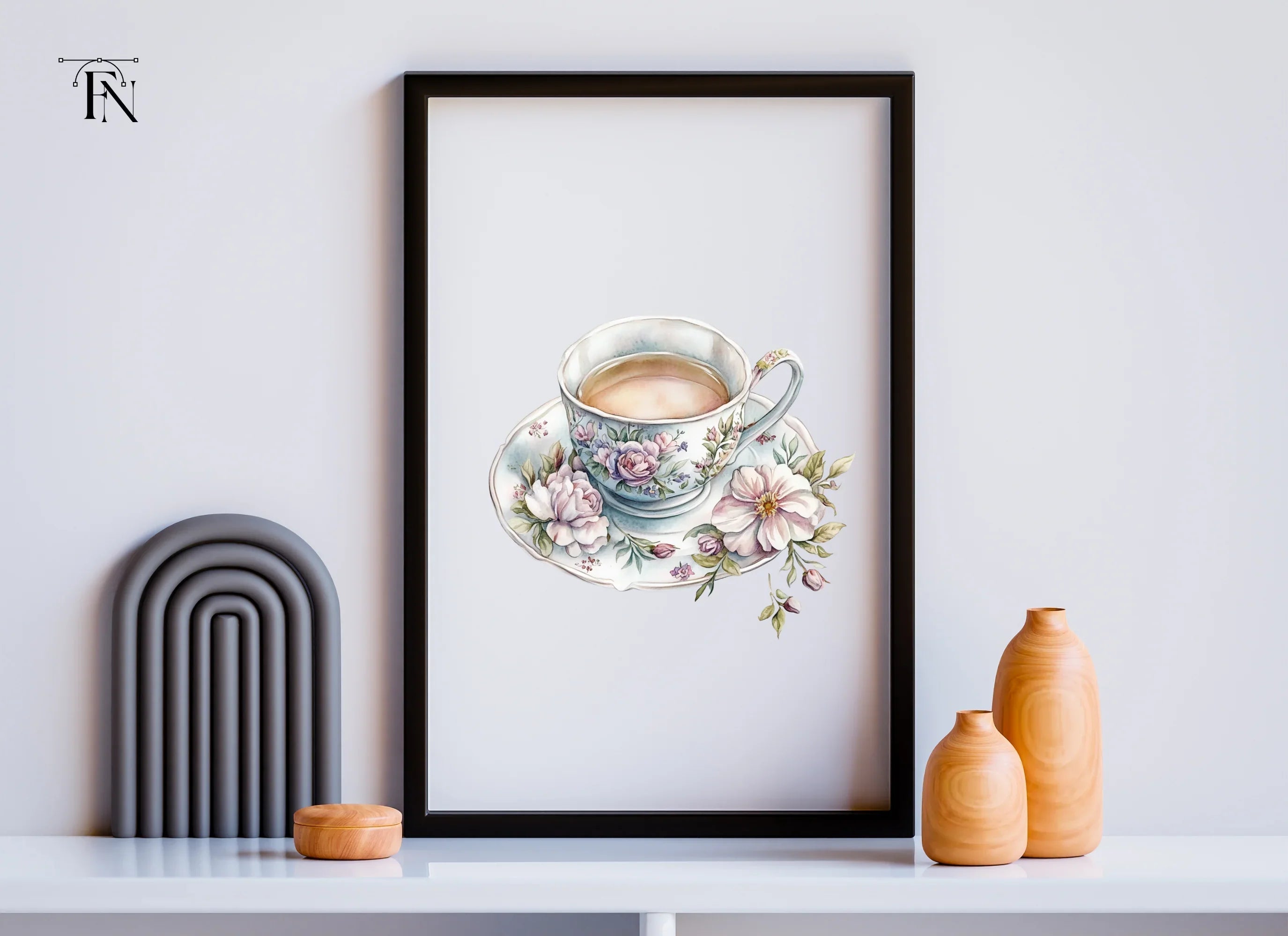 Charming Floral Teacups Clipart Bundle