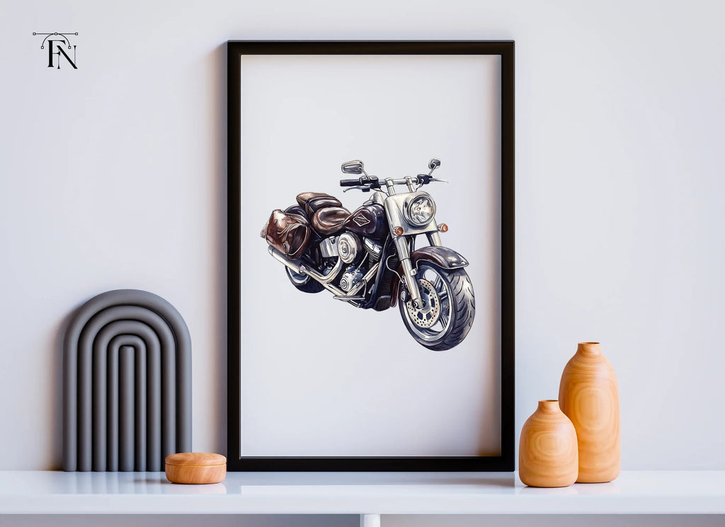 Classic Cruiser Motorcycle Illustrations Clipart Bundle