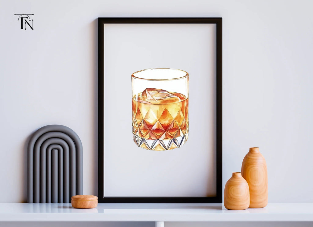 Whiskey Glasses with Ice Clipart Bundle