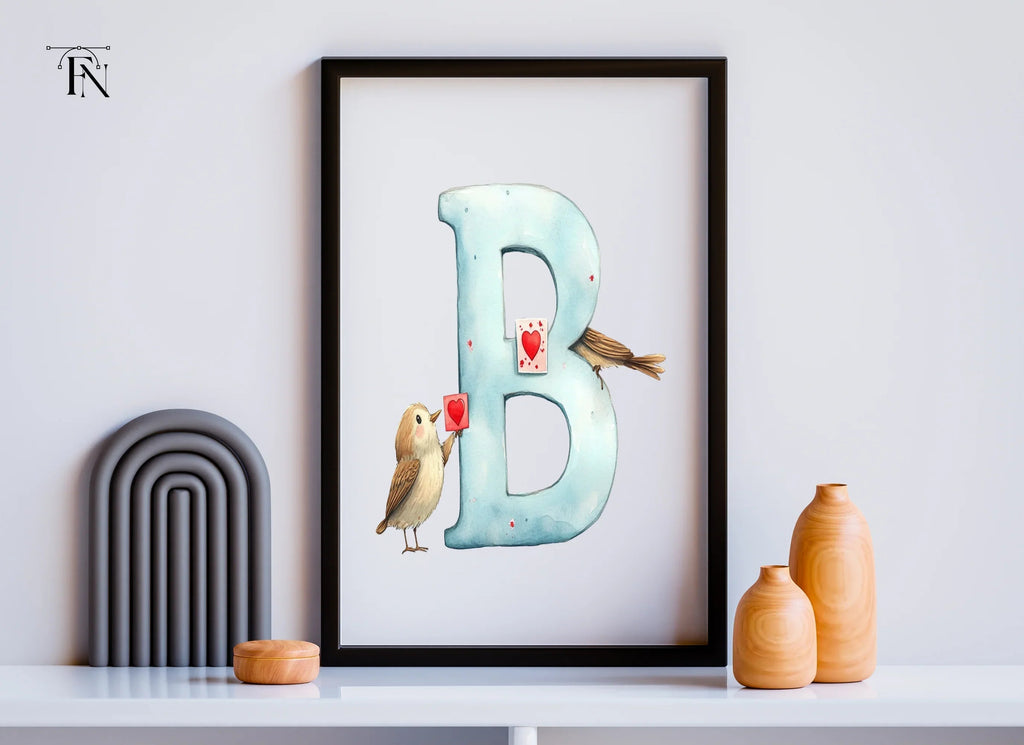 Cute Birds and Love Letter Alphabet Clipart Bundle