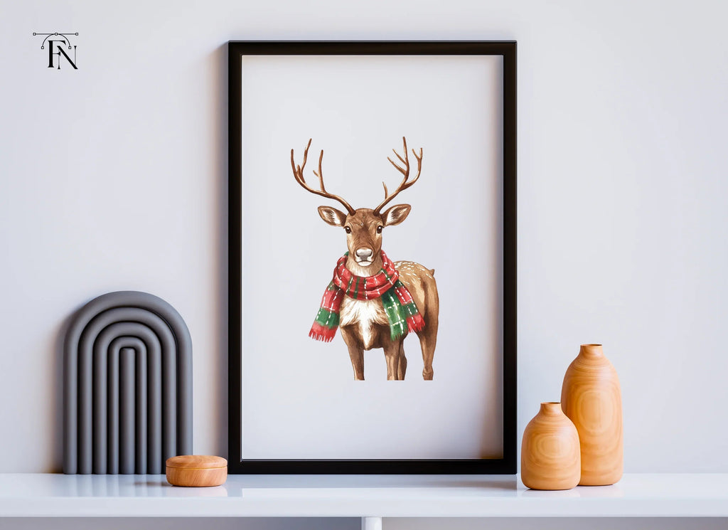 Christmas Reindeer with Scarves Clipart Bundle