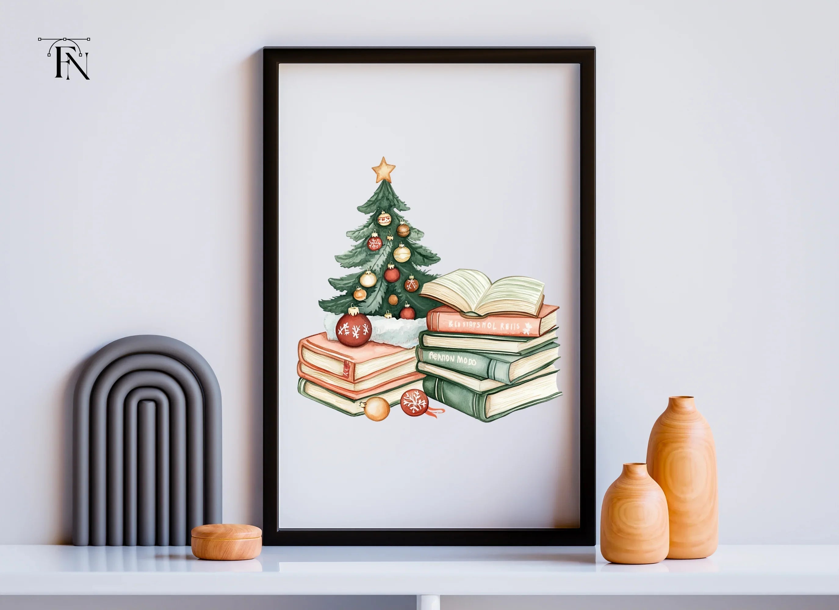 Christmas Tree and Books Clipart Bundle