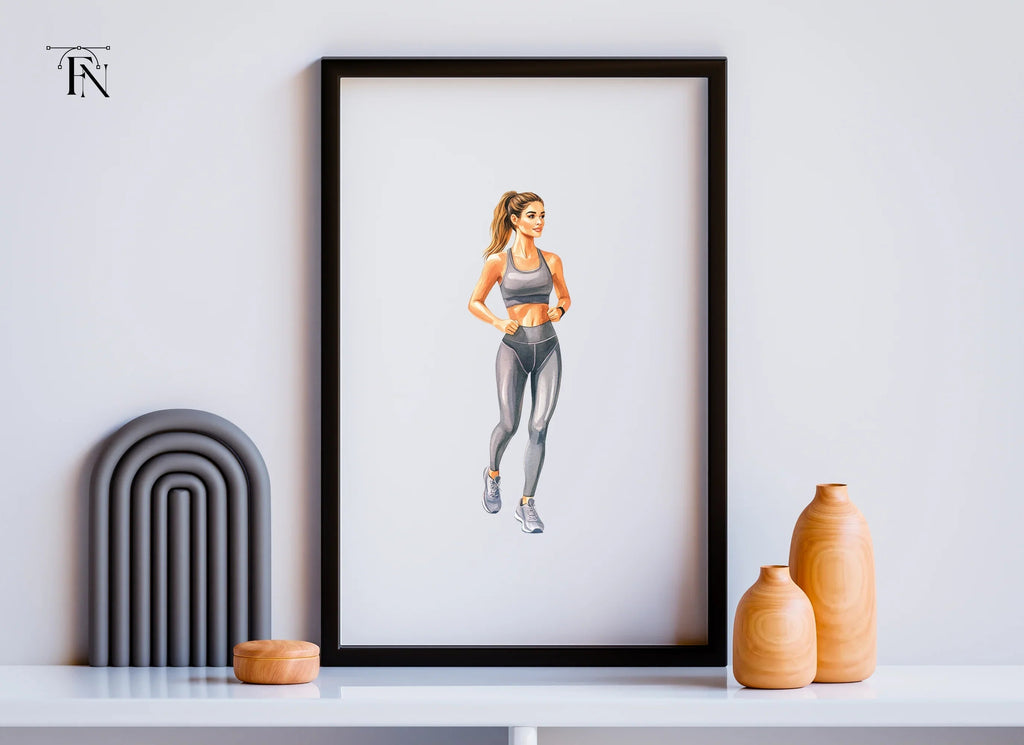 Female Runner Athletic Woman Clipart Bundle