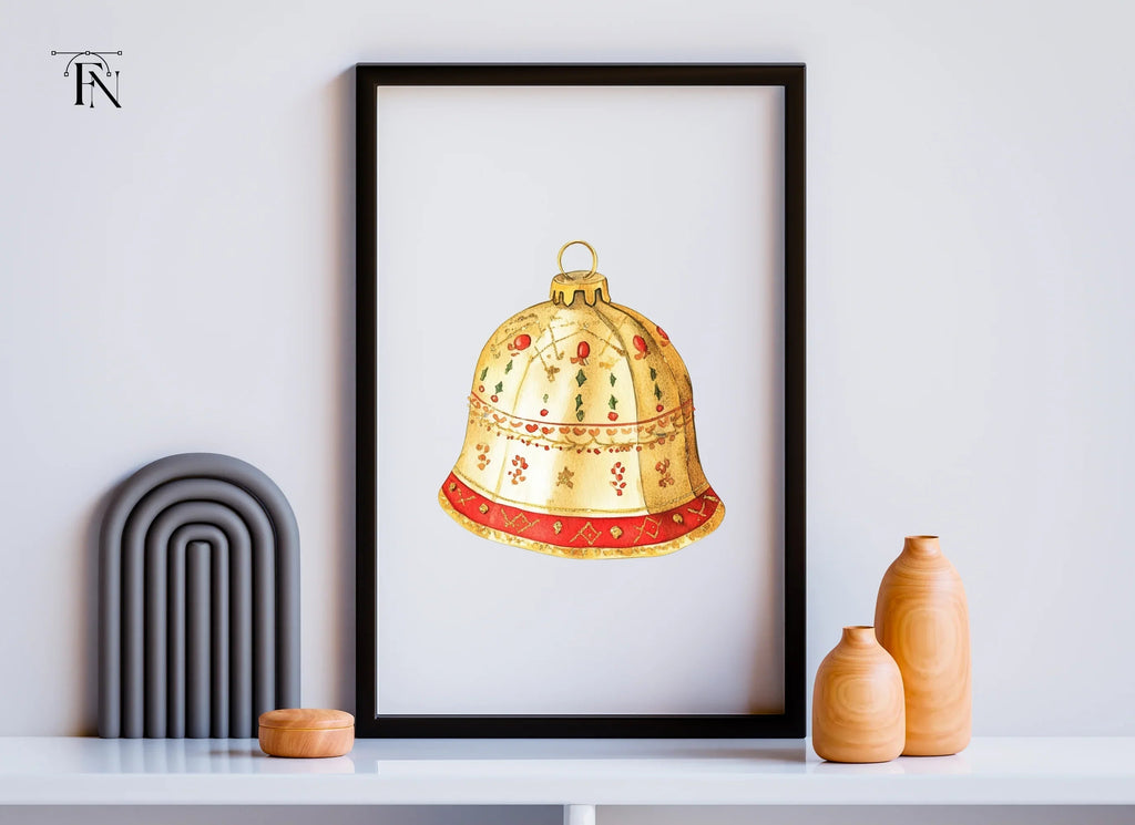 Elegant Golden Christmas Bell Clipart Bundle