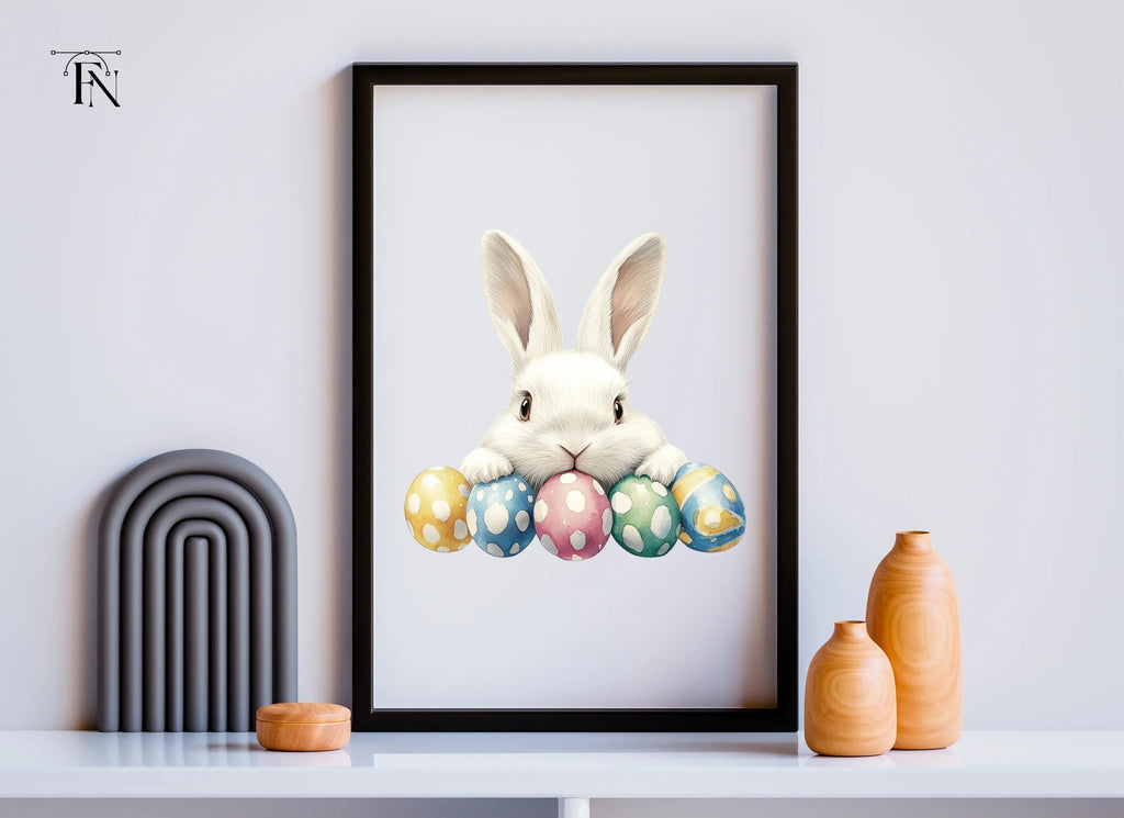 Cute White Easter Bunny Clipart Bundle