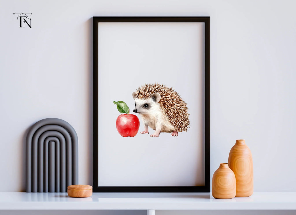 Hedgehog and Apple Clipart Bundle