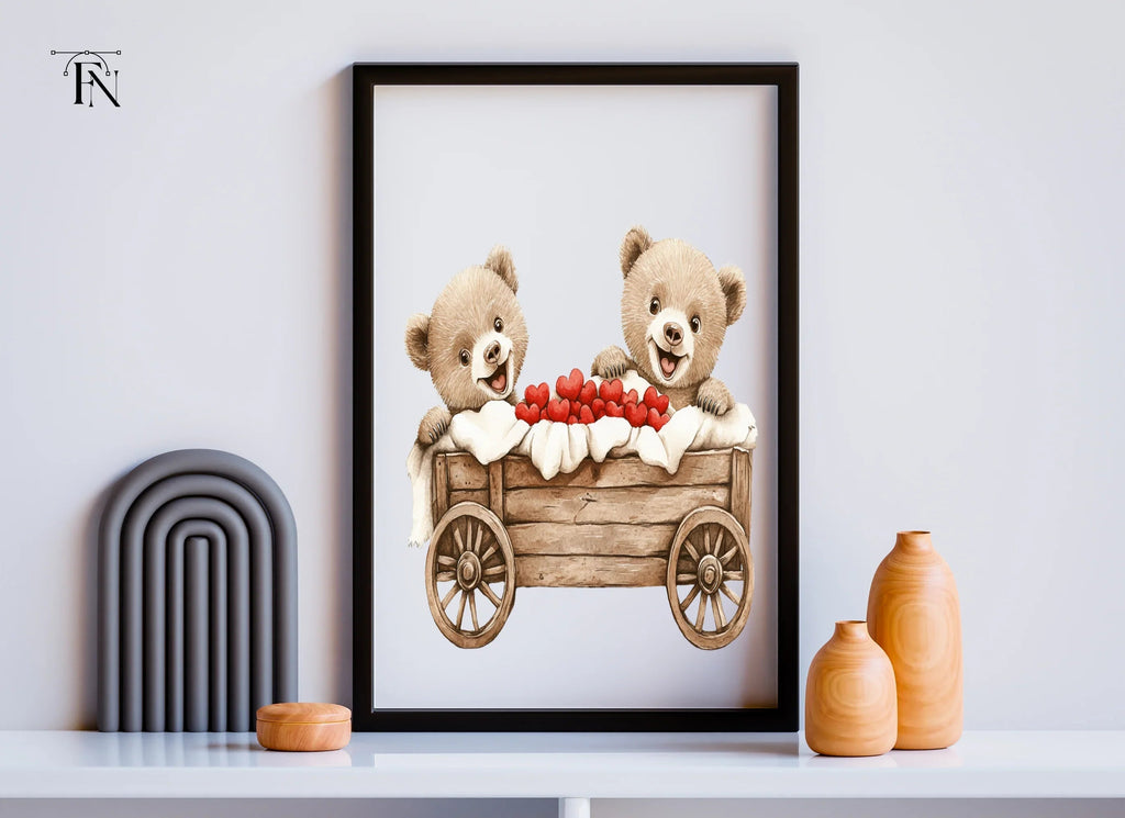 Teddy Bears in Wooden Wagon Clipart Bundle