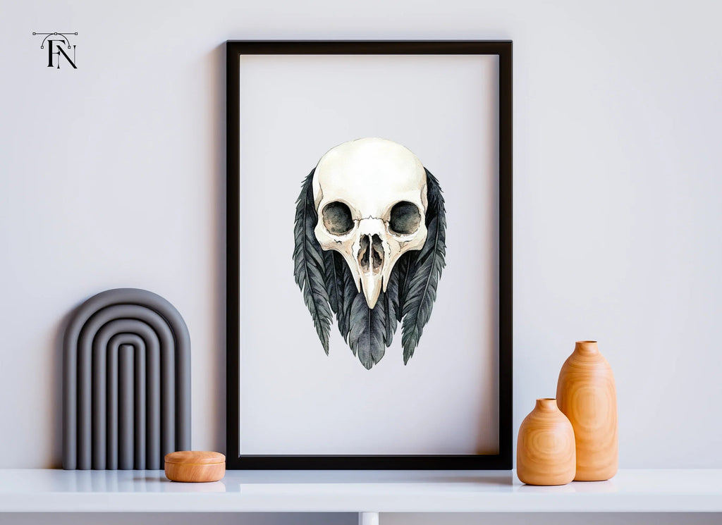 Bird Skull with Feathers Clipart Bundle