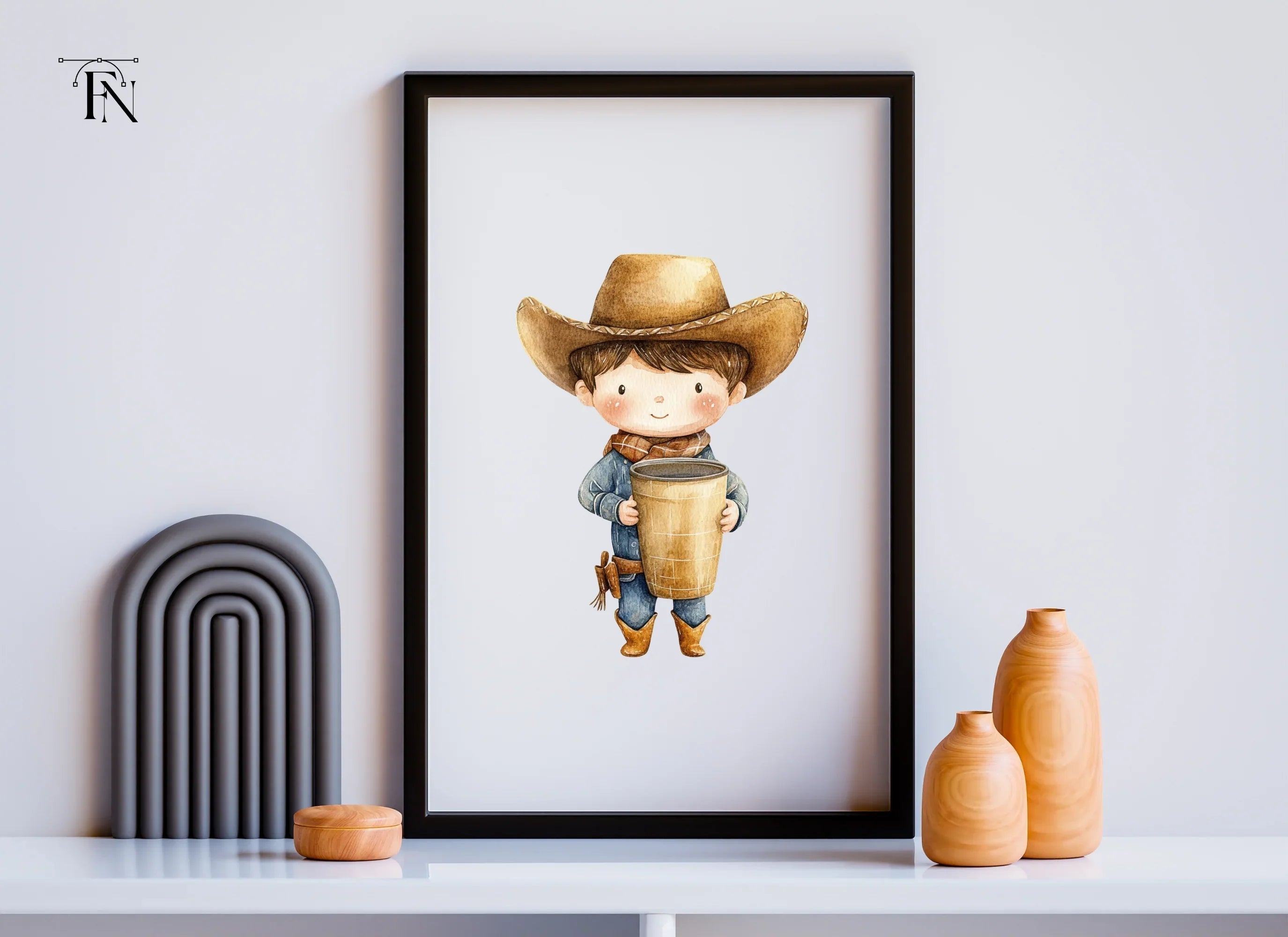 Cute Cowboy Kids Clipart Bundle