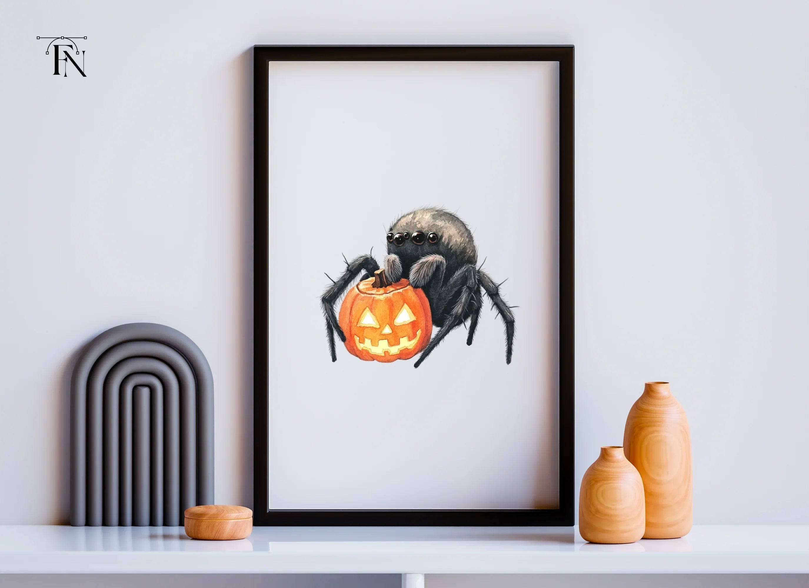 Cute Halloween Spider Pumpkin Clipart Bundle