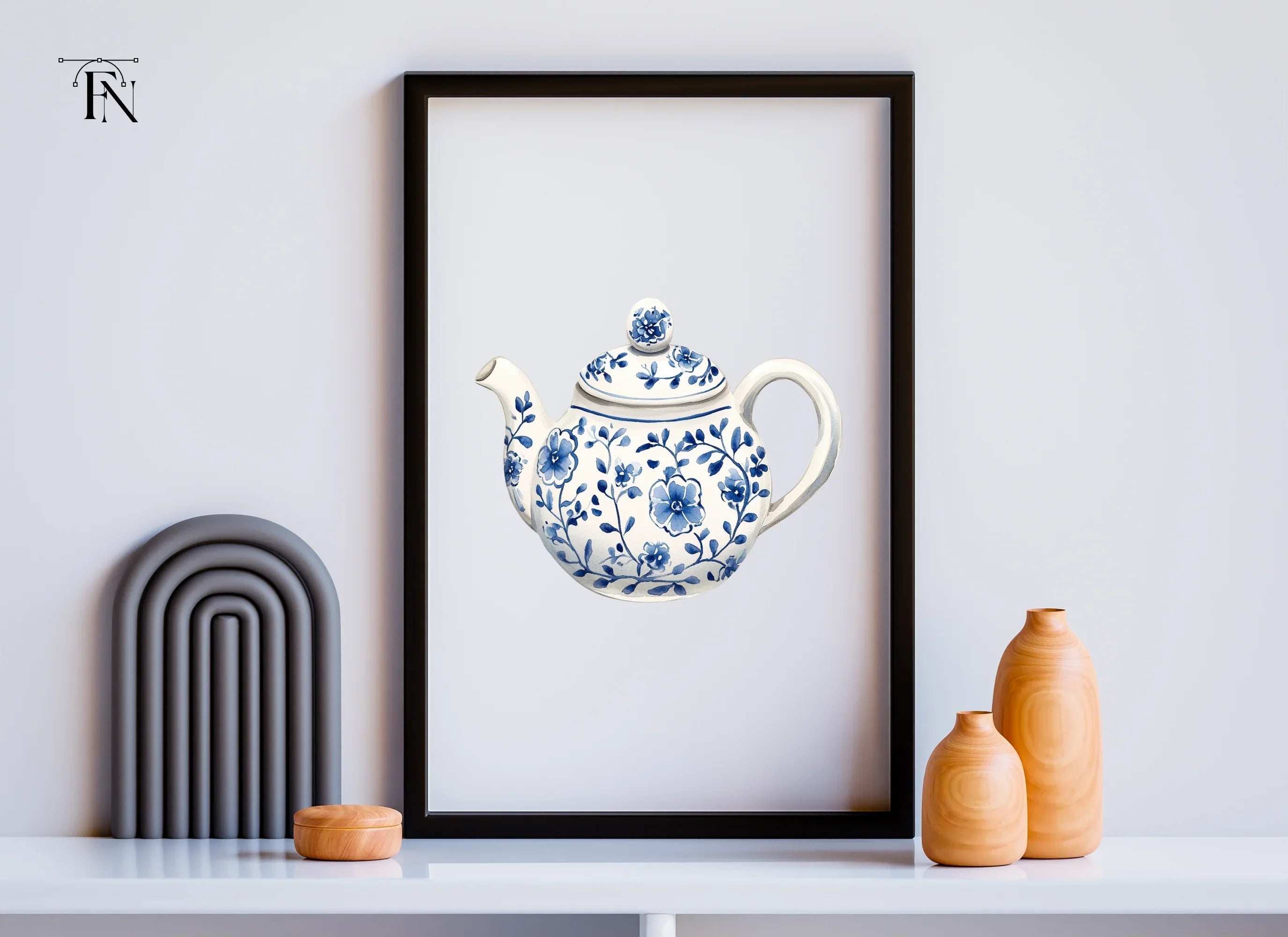 Blue and White Teapots Clipart Bundle