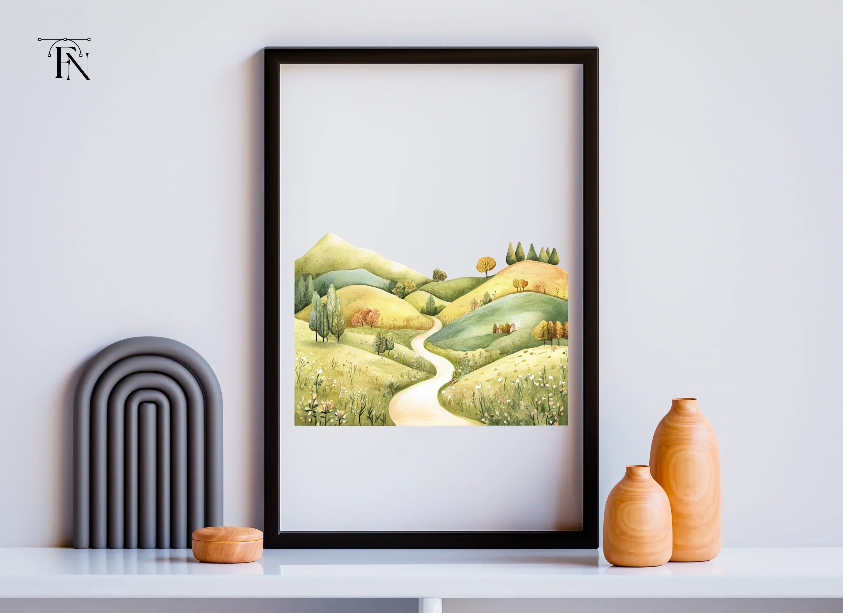 Autumn Hills Landscape Path Clipart Bundle