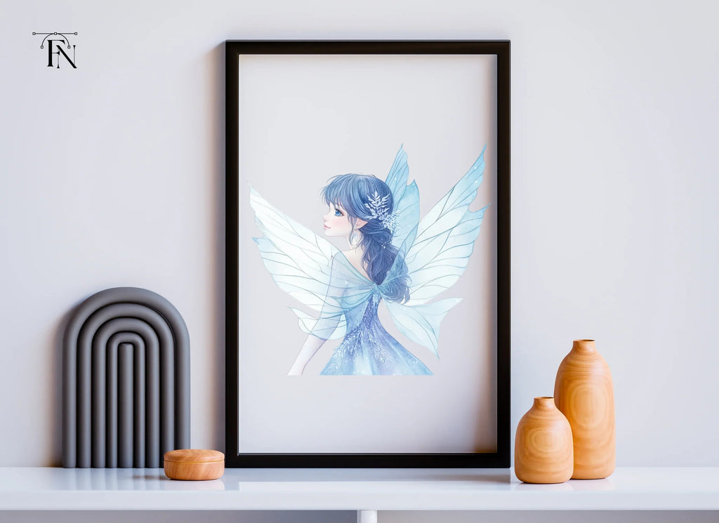 Winter Fairy Blue Dress Clipart Bundle