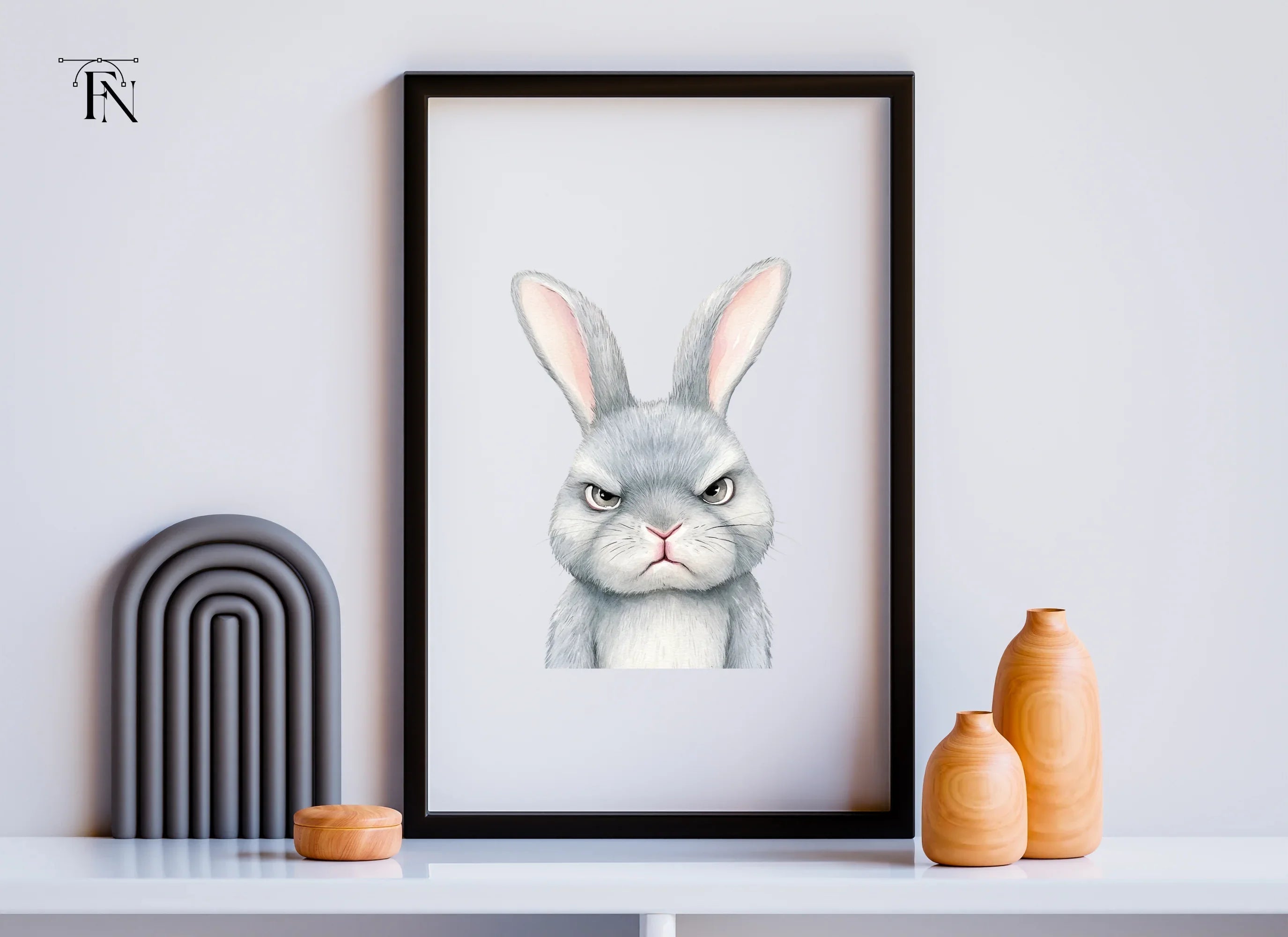 Grumpy Rabbit Faces Clipart Bundle