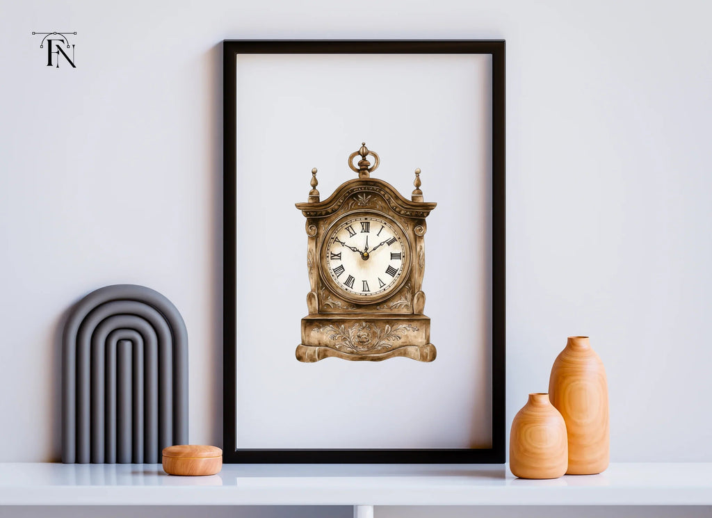 Antique Mantel Clock Clipart Bundle