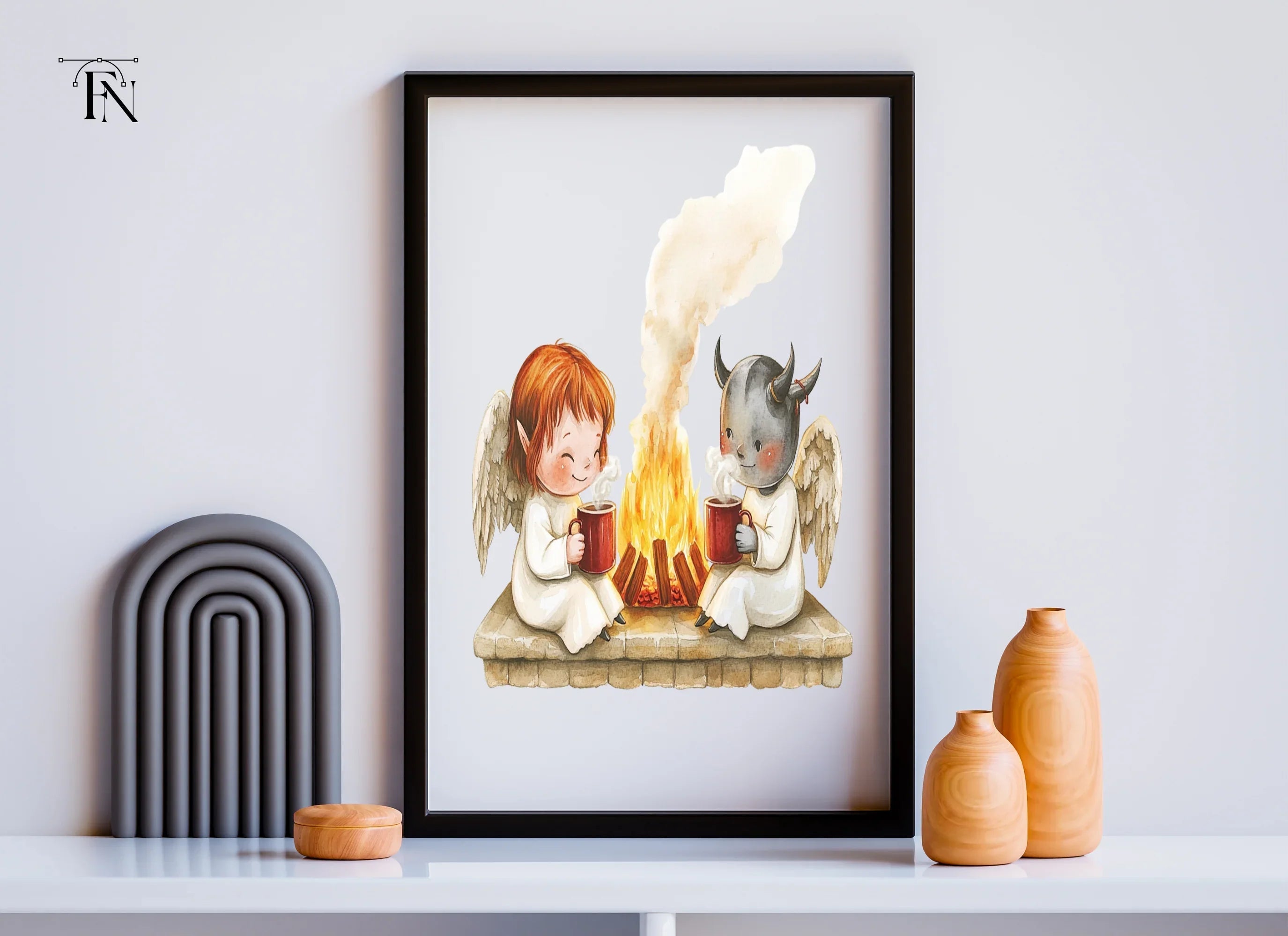 Angels and Demons by Fireplace Clipart Bundle