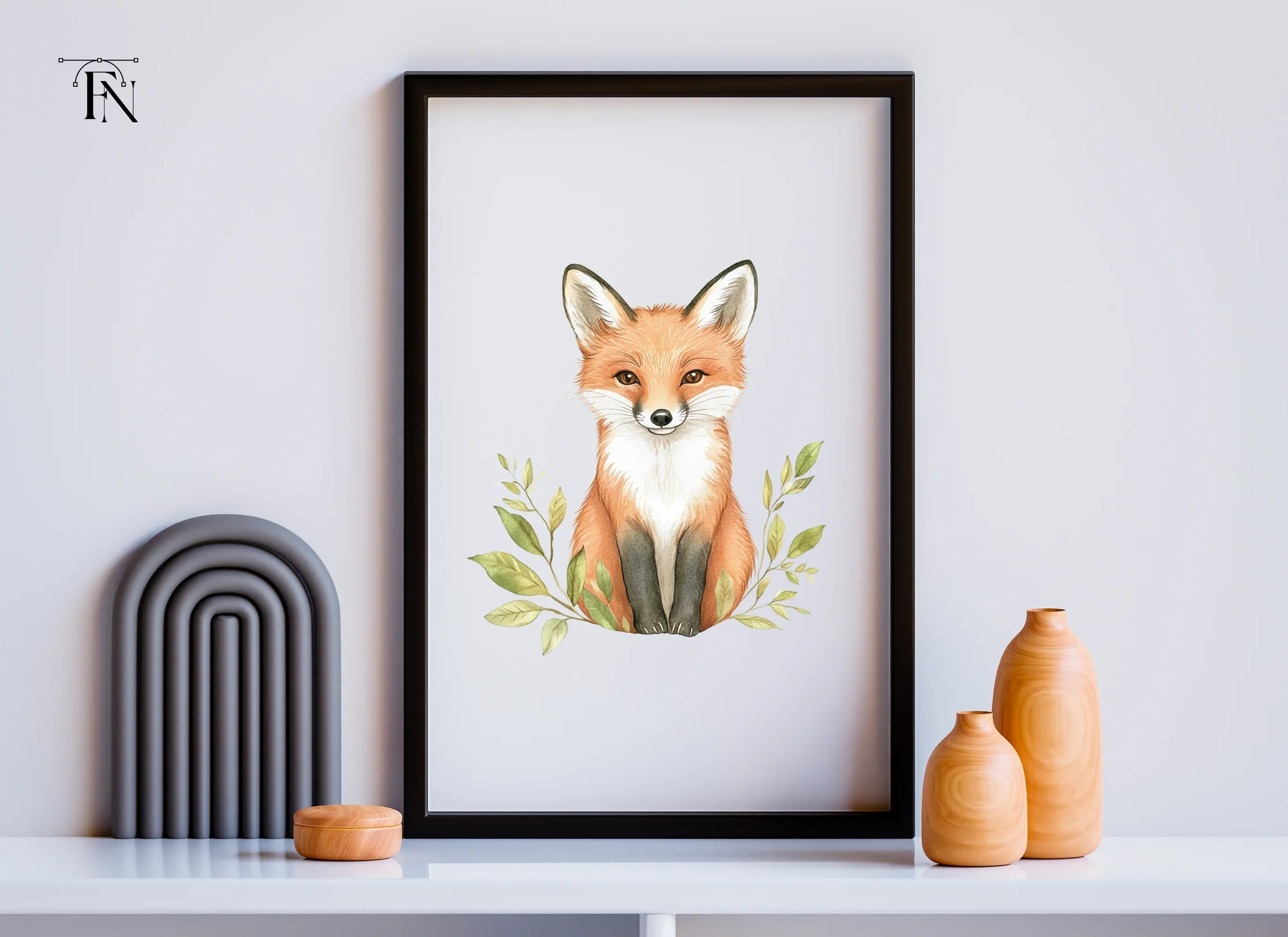 Cute Fox with Leaves Clipart Bundle