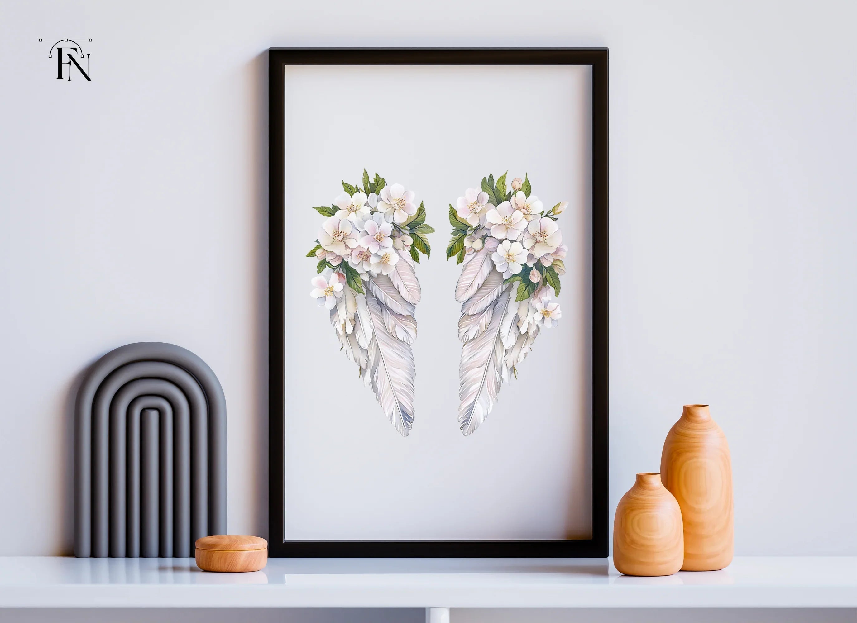 Elegant White Feather Angel Wings Clipart Bundle