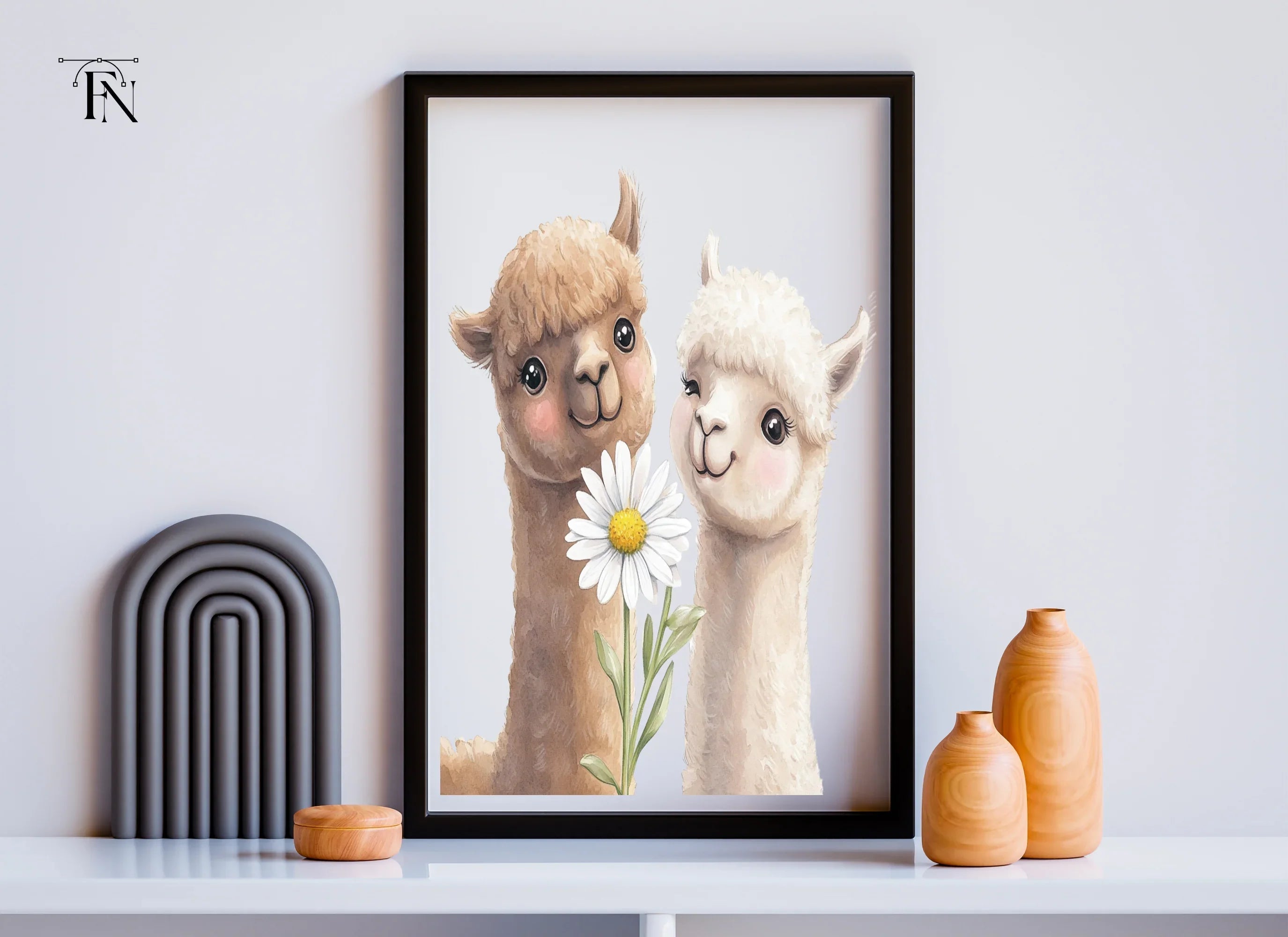Alpaca Friends with Daisies Clipart Bundle