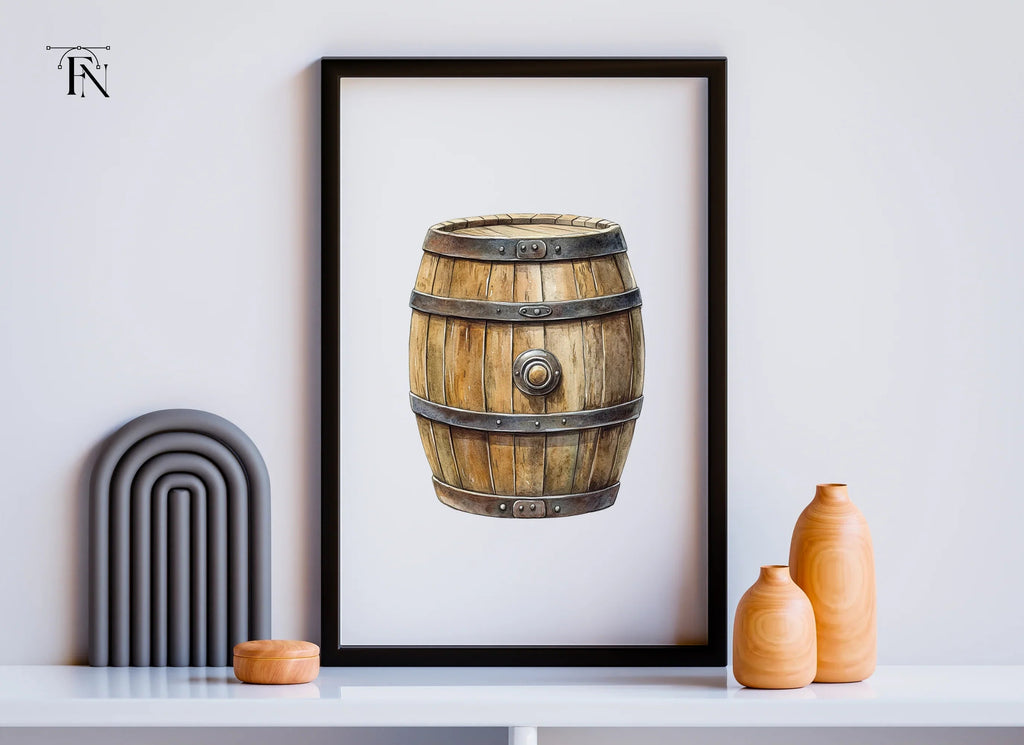 Rustic Wooden Barrels Clipart Bundle