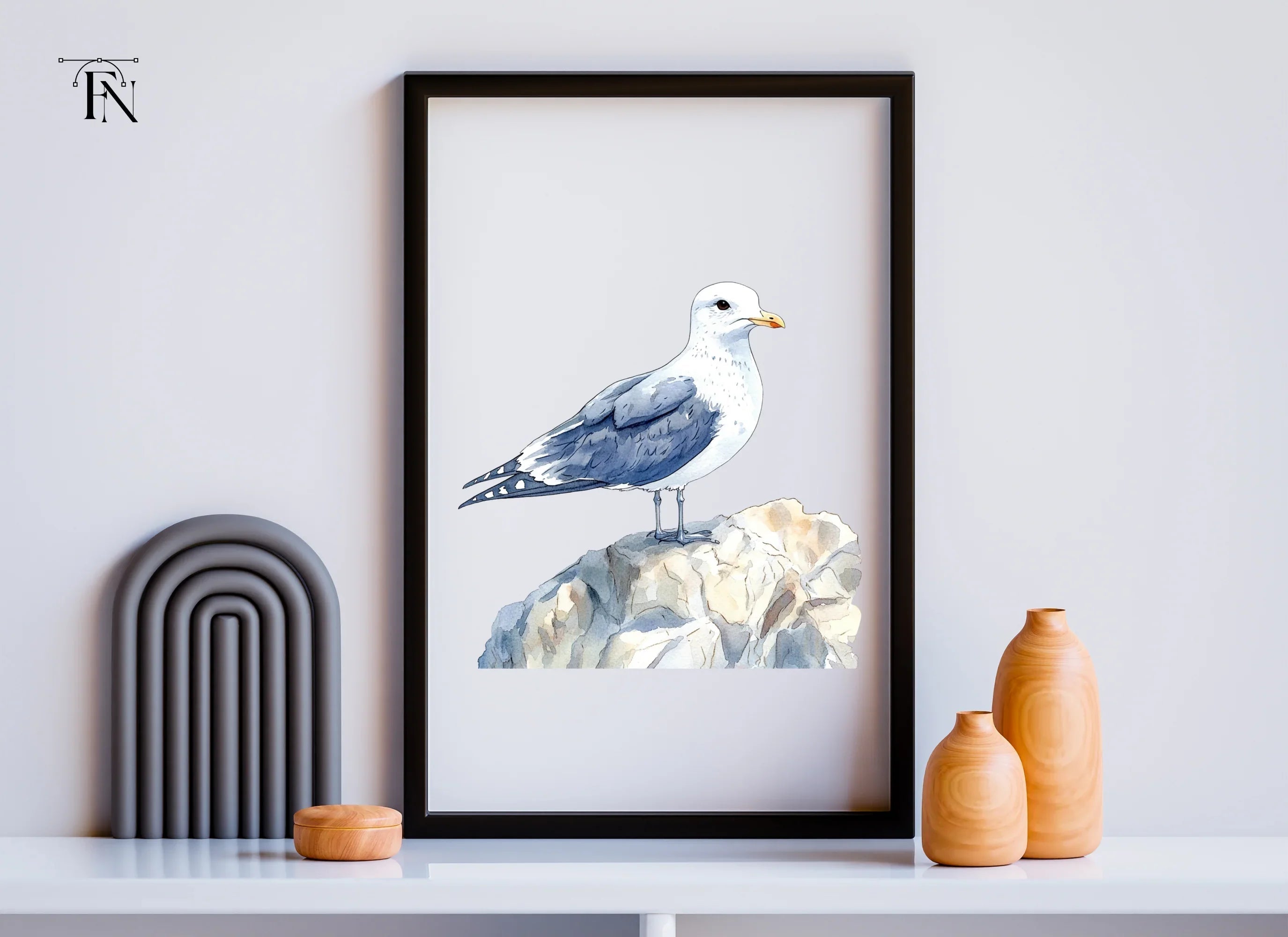 Three Seagulls on Rocks Clipart Bundle