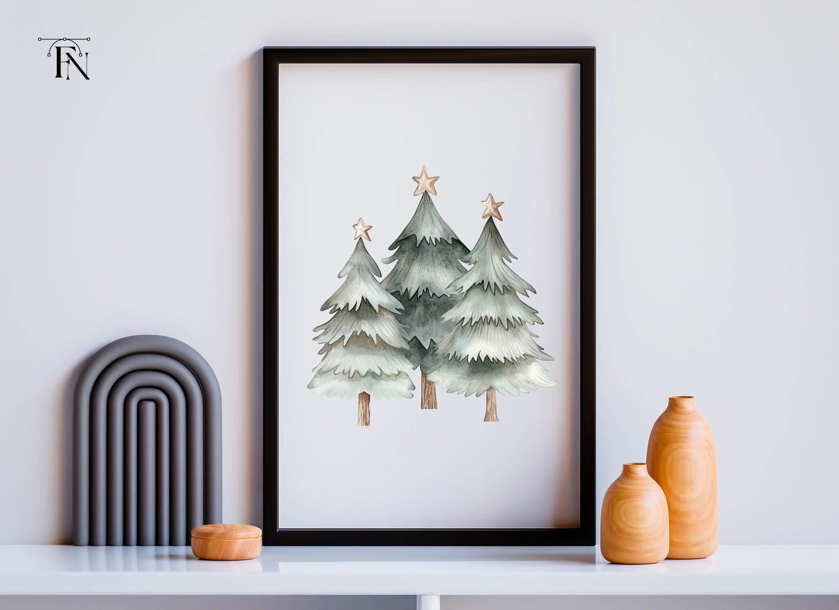 Christmas Trees with Stars Clipart Bundle