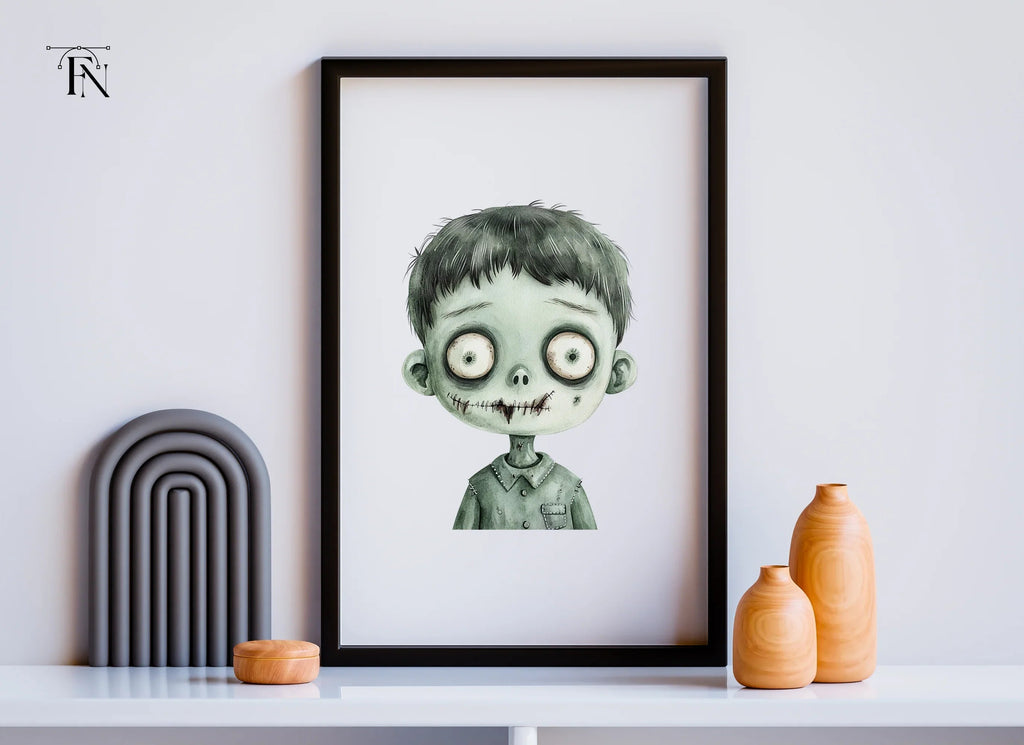 Zombie Boy Faces Clipart Bundle