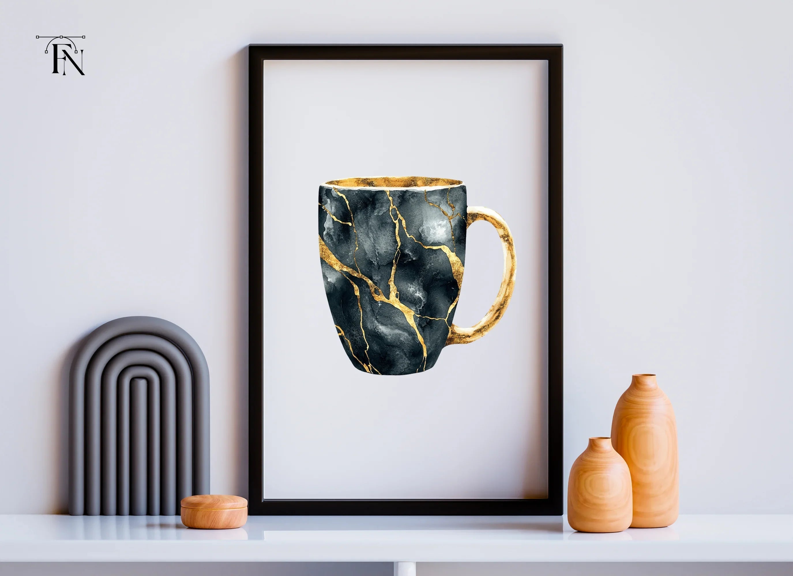 Kintsugi Black and Gold Clipart Bundle