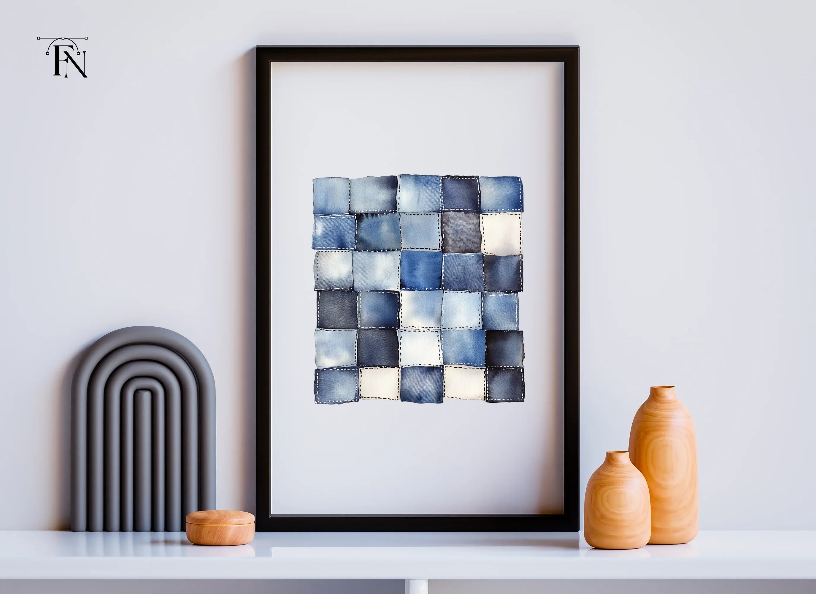 Denim Patchwork Patterns Clipart Bundle