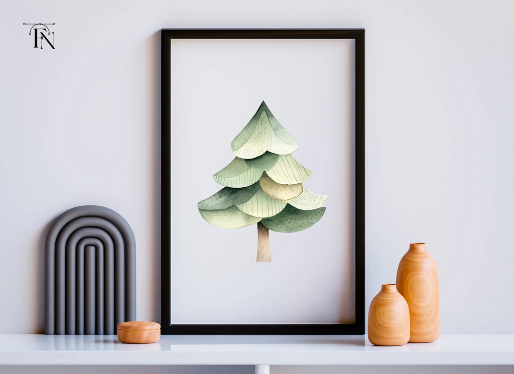 Cute Stylized Pine Tree Clipart Bundle