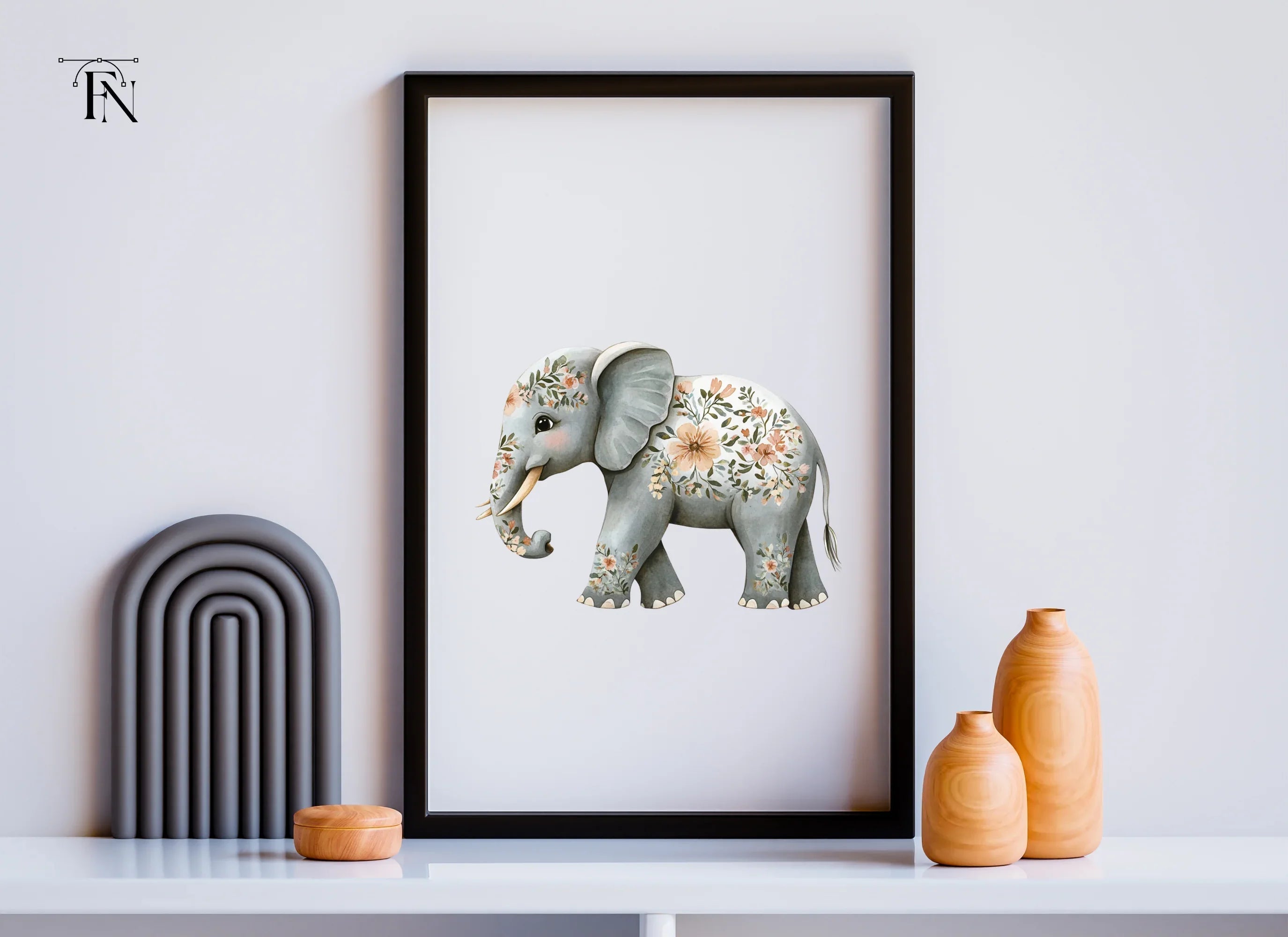 Floral Elephant Clipart Bundle