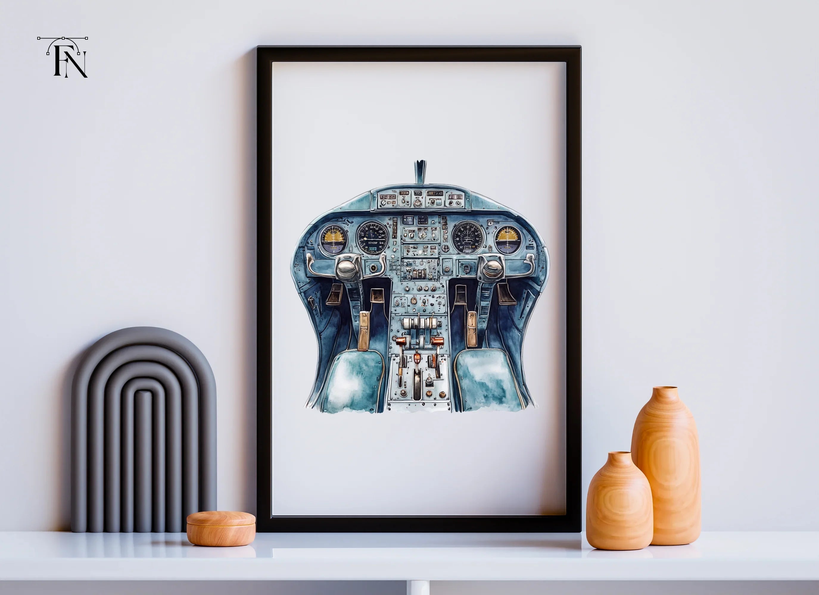 Blue Airplane Cockpit Clipart Bundle