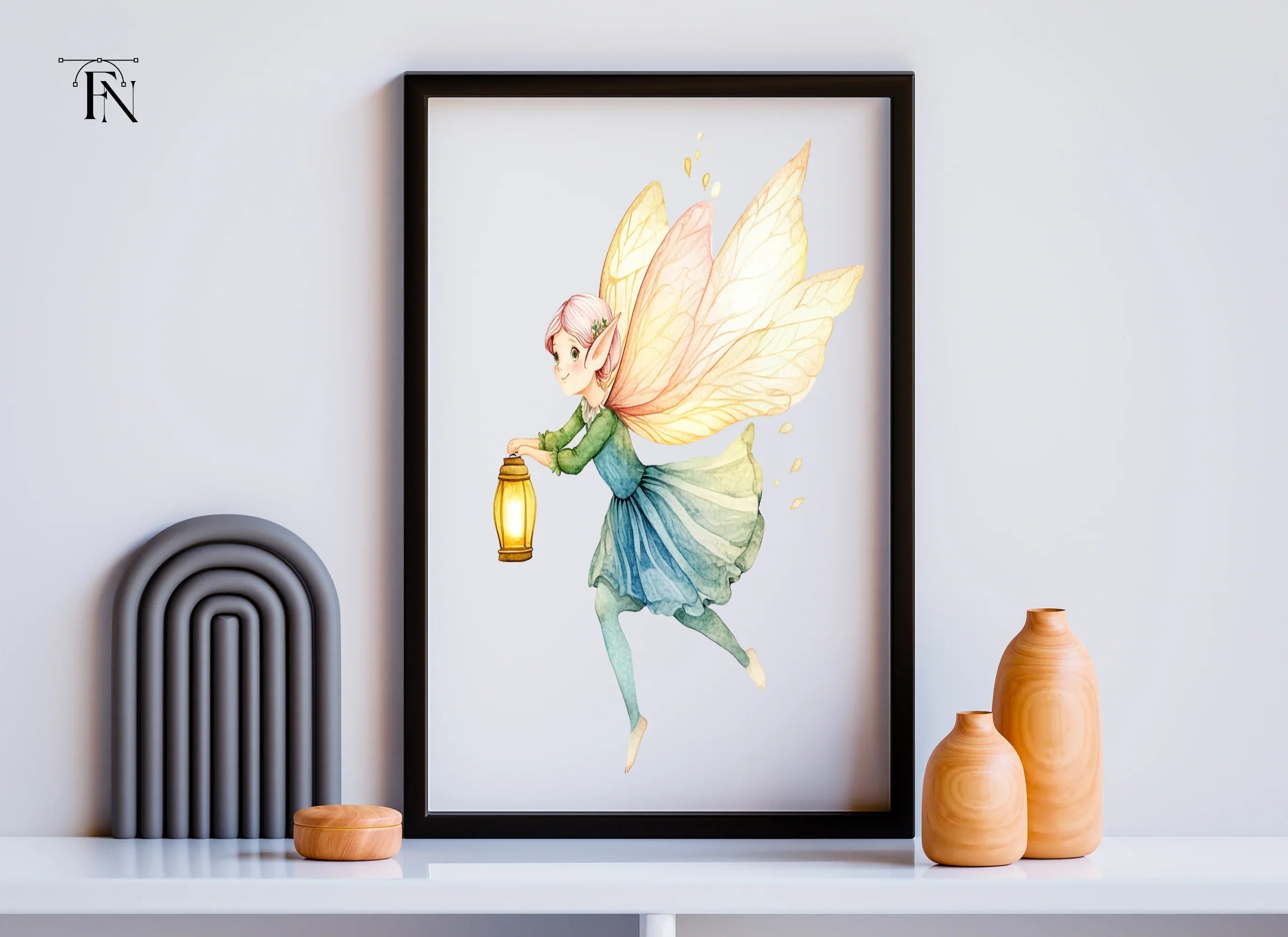 Whimsical Fairies with Lanterns Clipart Bundle