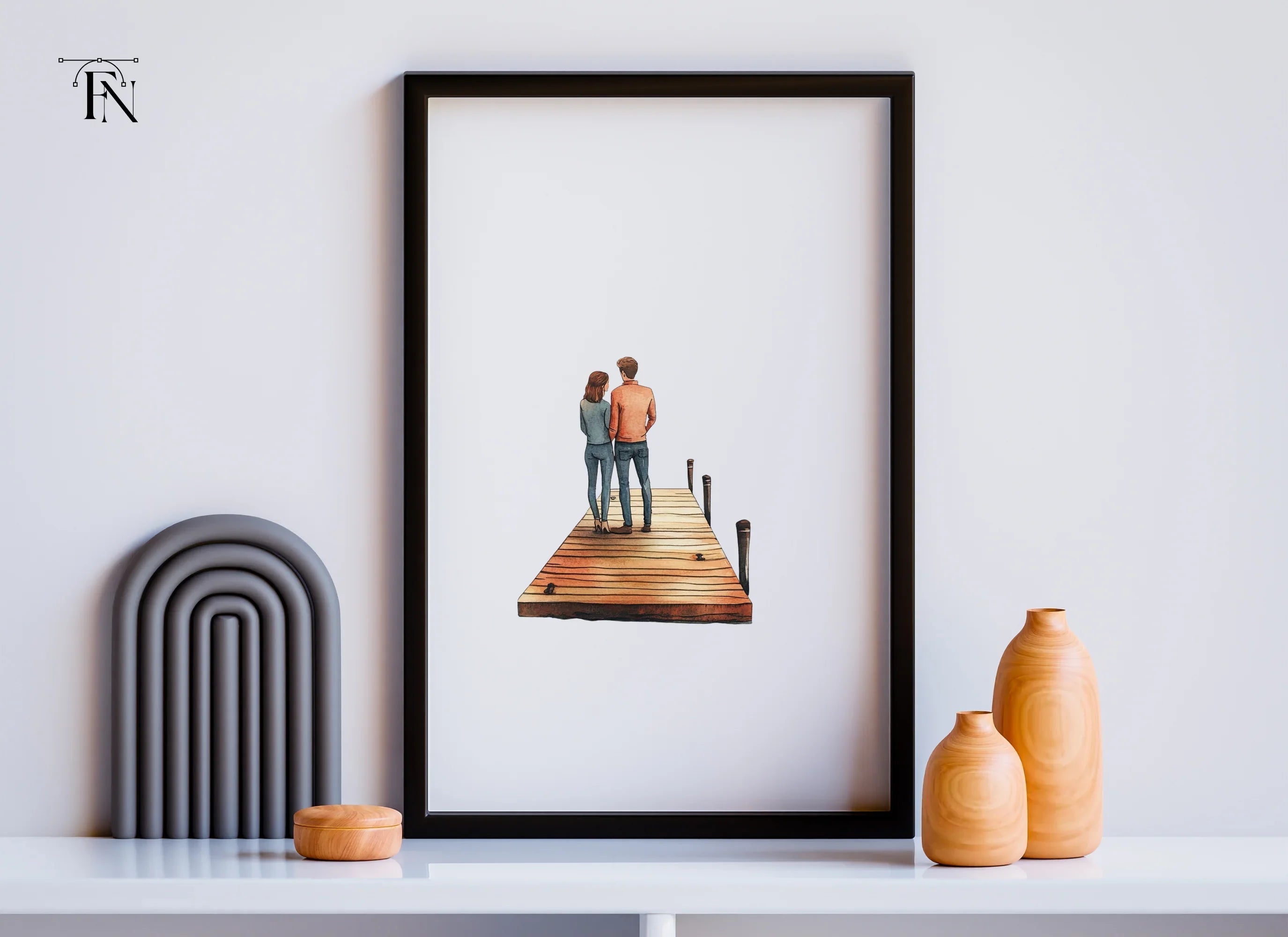 Romantic Couple on Dock Clipart Bundle