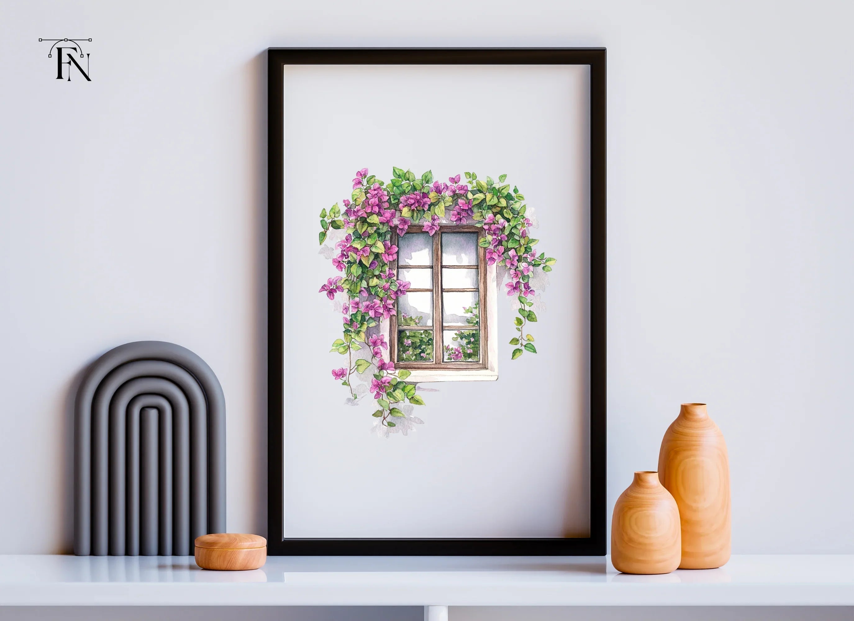 Window with Bougainvillea Clipart Bundle