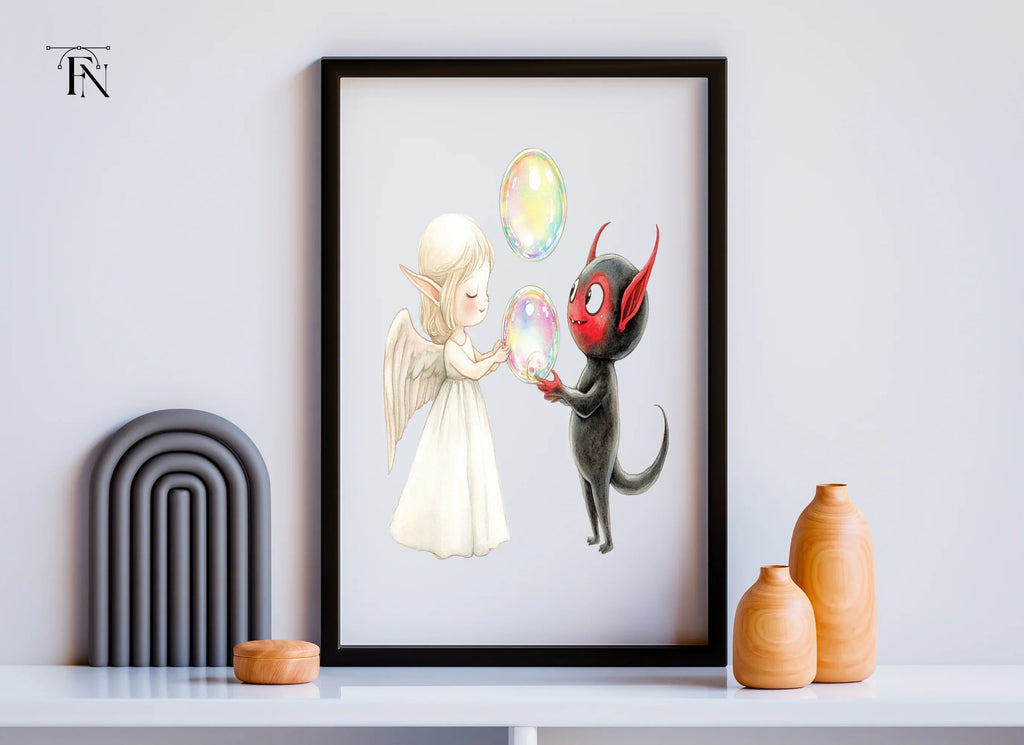 Angels and Devils Blowing Bubbles Clipart Bundle