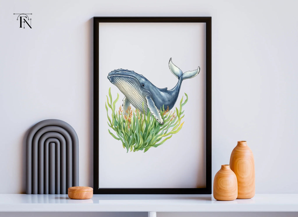 Humpback Whales in Seaweed Clipart Bundle