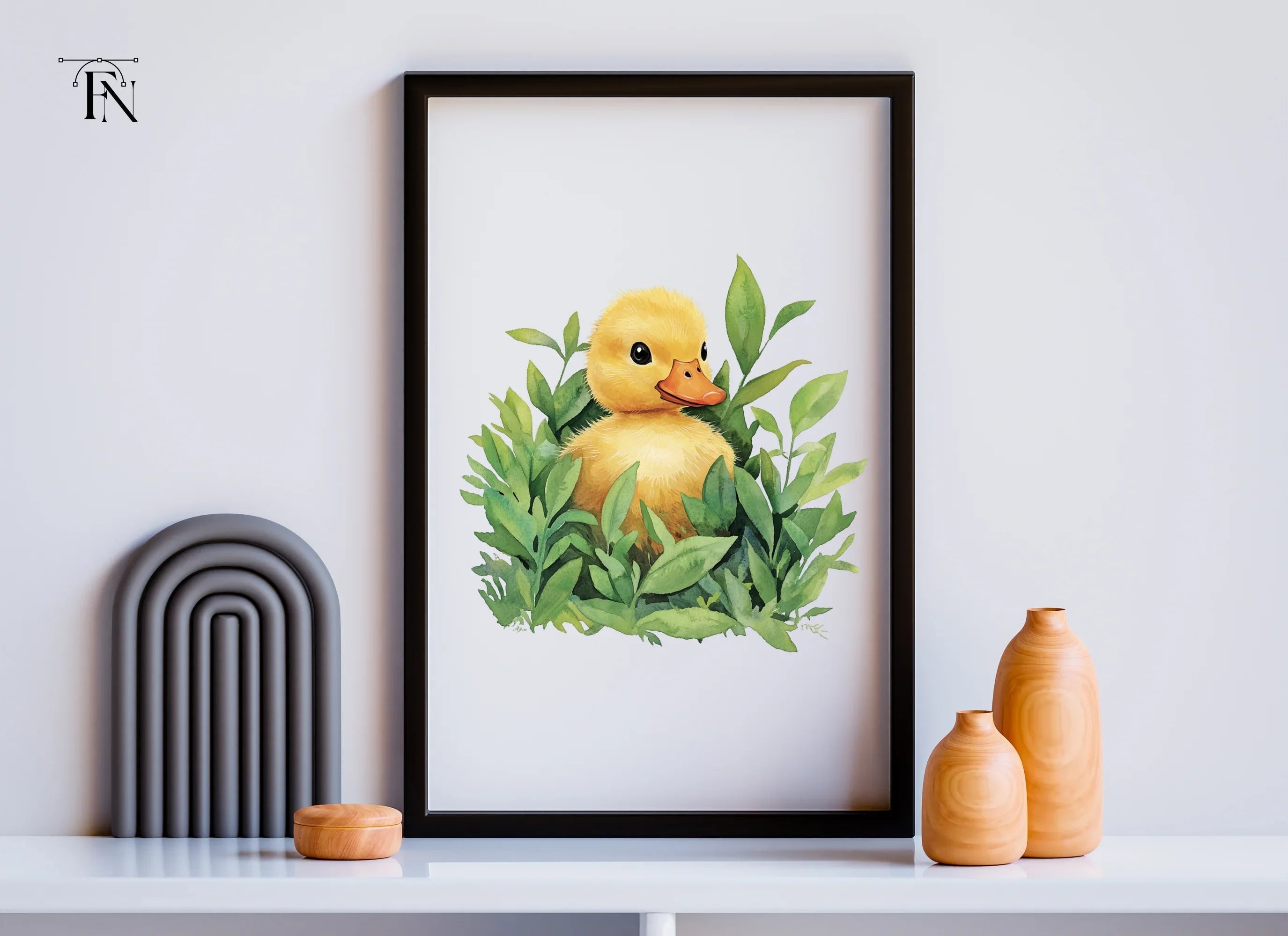 Cute Yellow Ducklings in Leaves Clipart Bundle