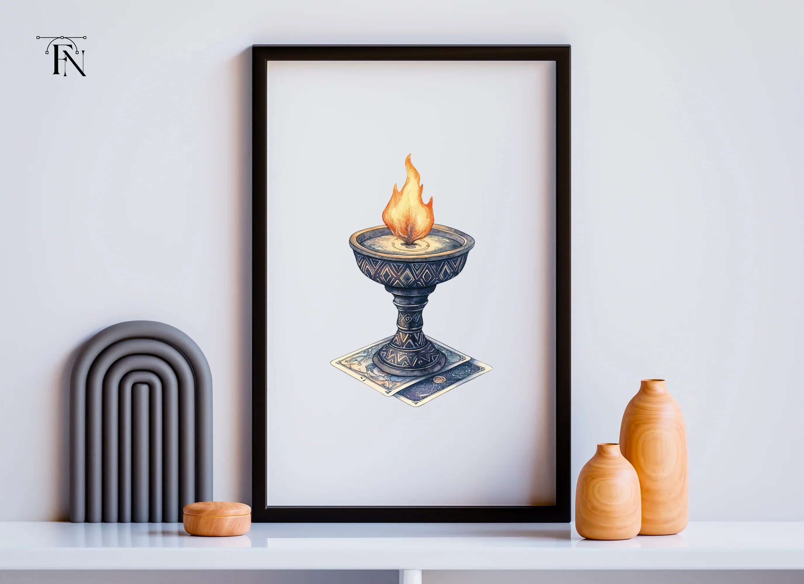 Mystical Fire Chalice with Tarot Cards Clipart Bundle