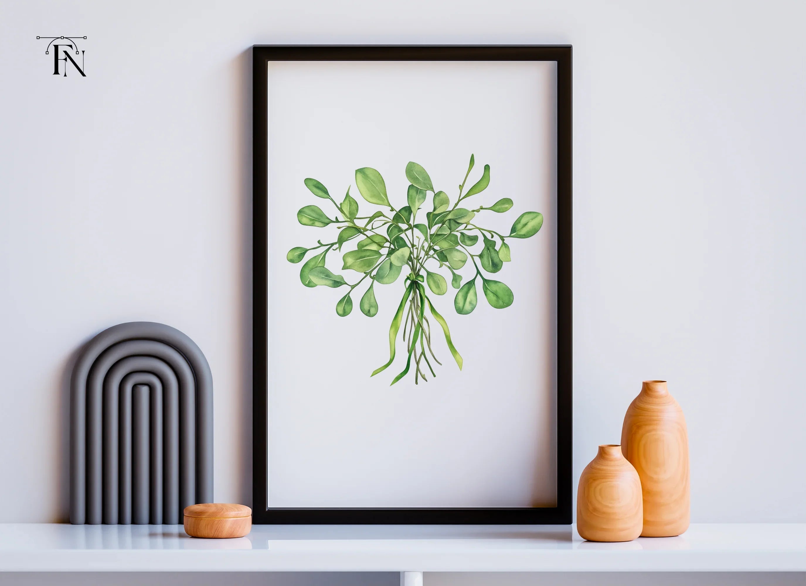 Green Mistletoe with Berries Clipart Bundle
