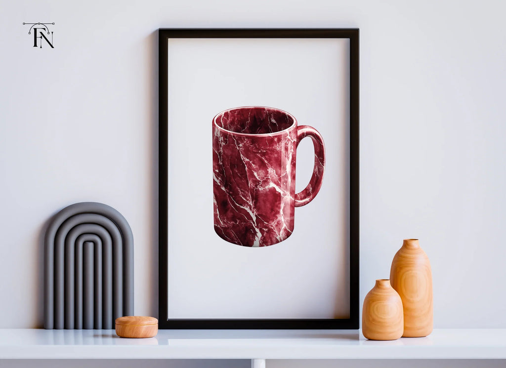 Red Marble Pattern Coffee Clipart Bundle