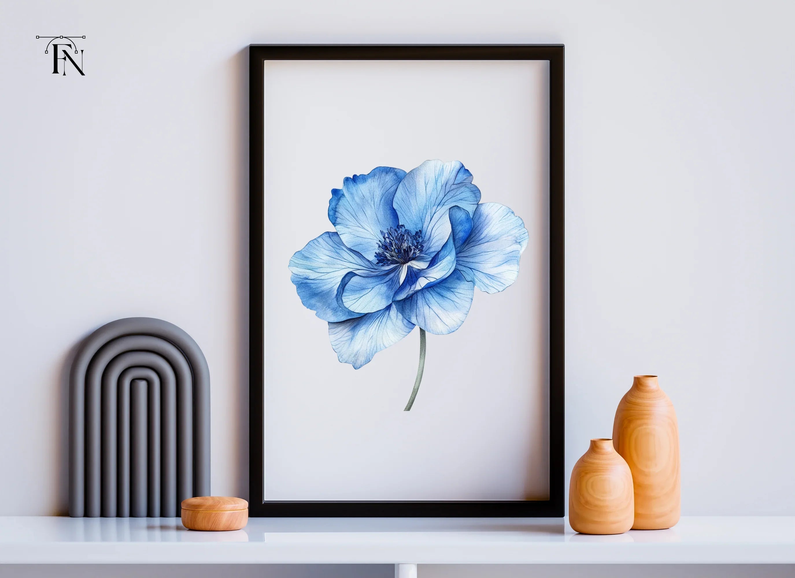 Stunning Blue Dahlia and Poppy Clipart Bundle
